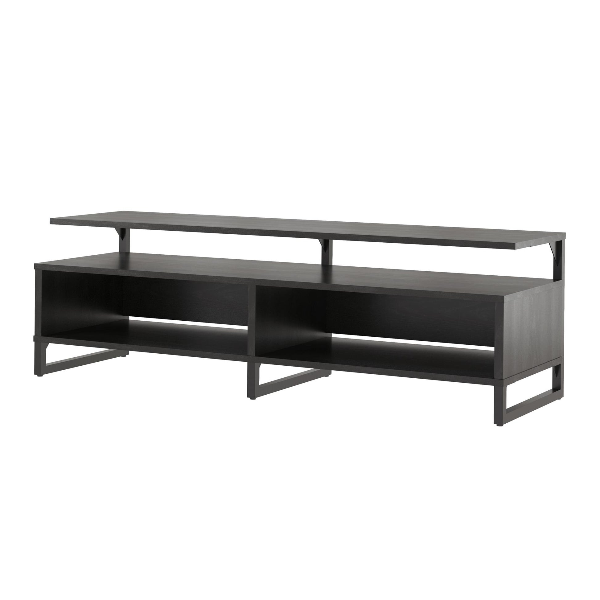 Whitby TV Stand for TVs up to 65" with Four Shelves - Black Oak