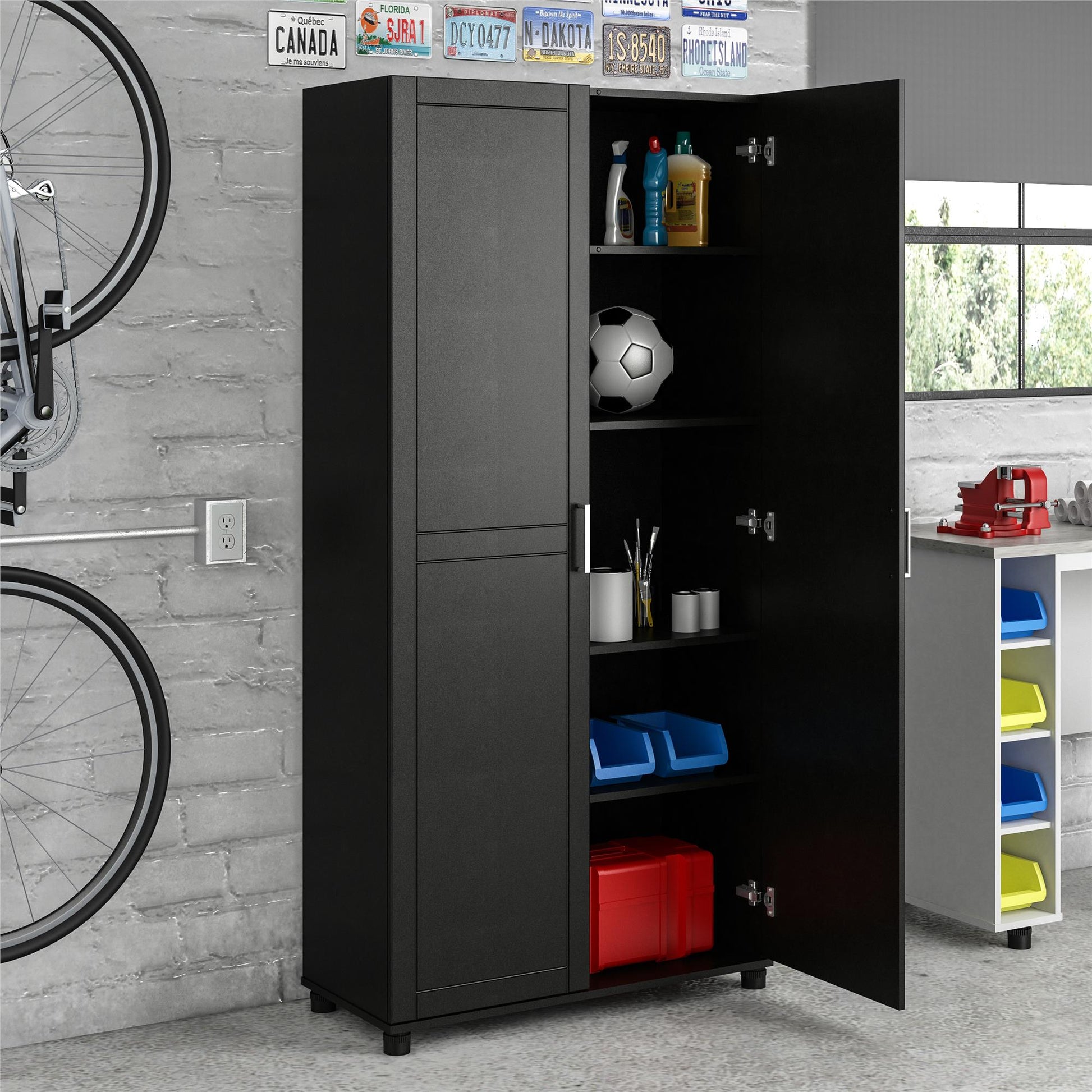 Callahan 36 Inch Multipurpose Utility Storage Cabinet - Black