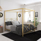 Rosedale Metal Four-Poster Canopy Bed with Crisscross Headboard and Footboard - Gold - Queen