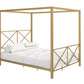 Rosedale Metal Four-Poster Canopy Bed with Crisscross Headboard and Footboard - Gold - Queen