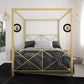 Rosedale Metal Four-Poster Canopy Bed with Crisscross Headboard and Footboard - Gold - Full