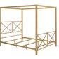 Rosedale Metal Four-Poster Canopy Bed with Crisscross Headboard and Footboard - Gold - Full