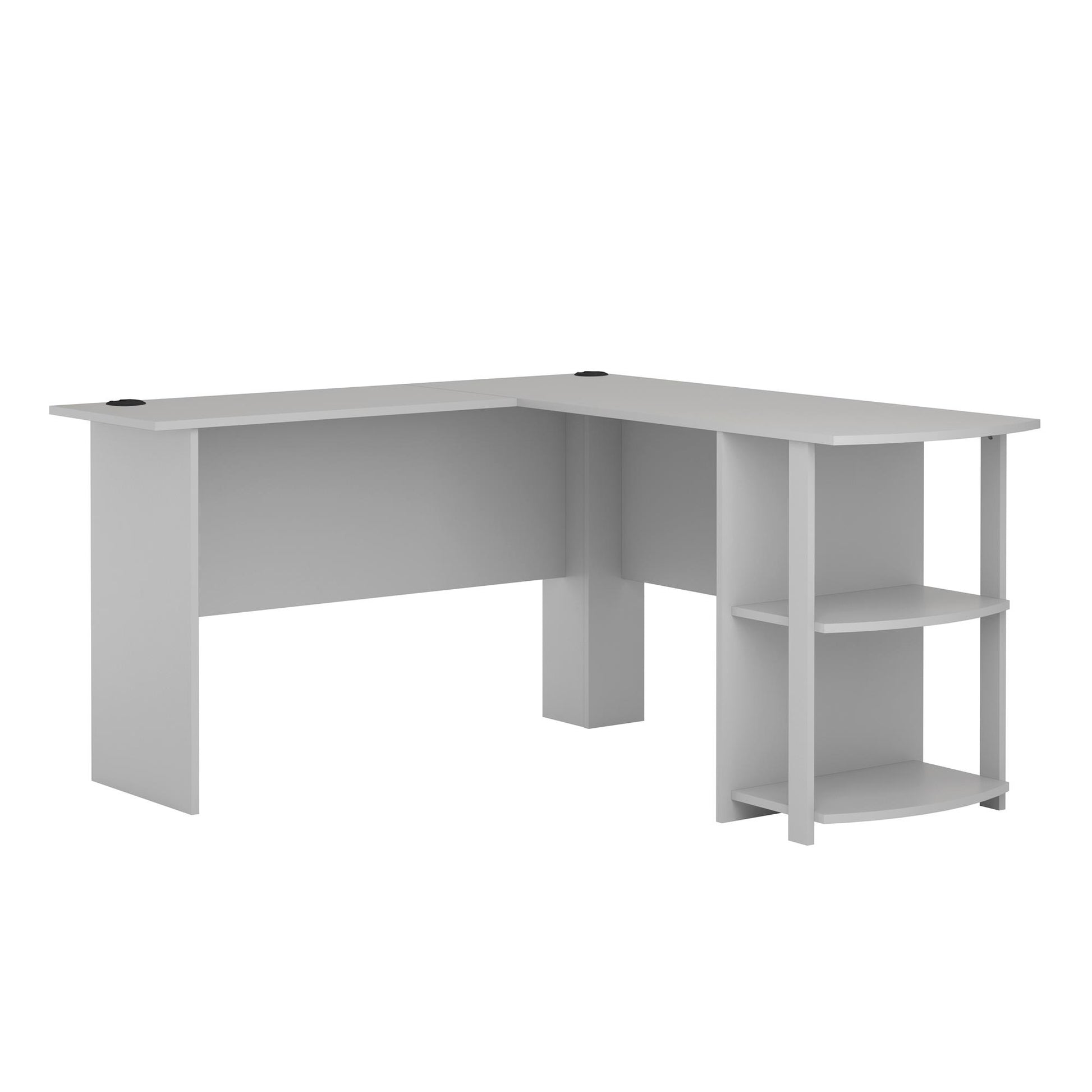 Dakota Computer L Desk with Side Bookshelf and Large Worksurface - Dove Gray