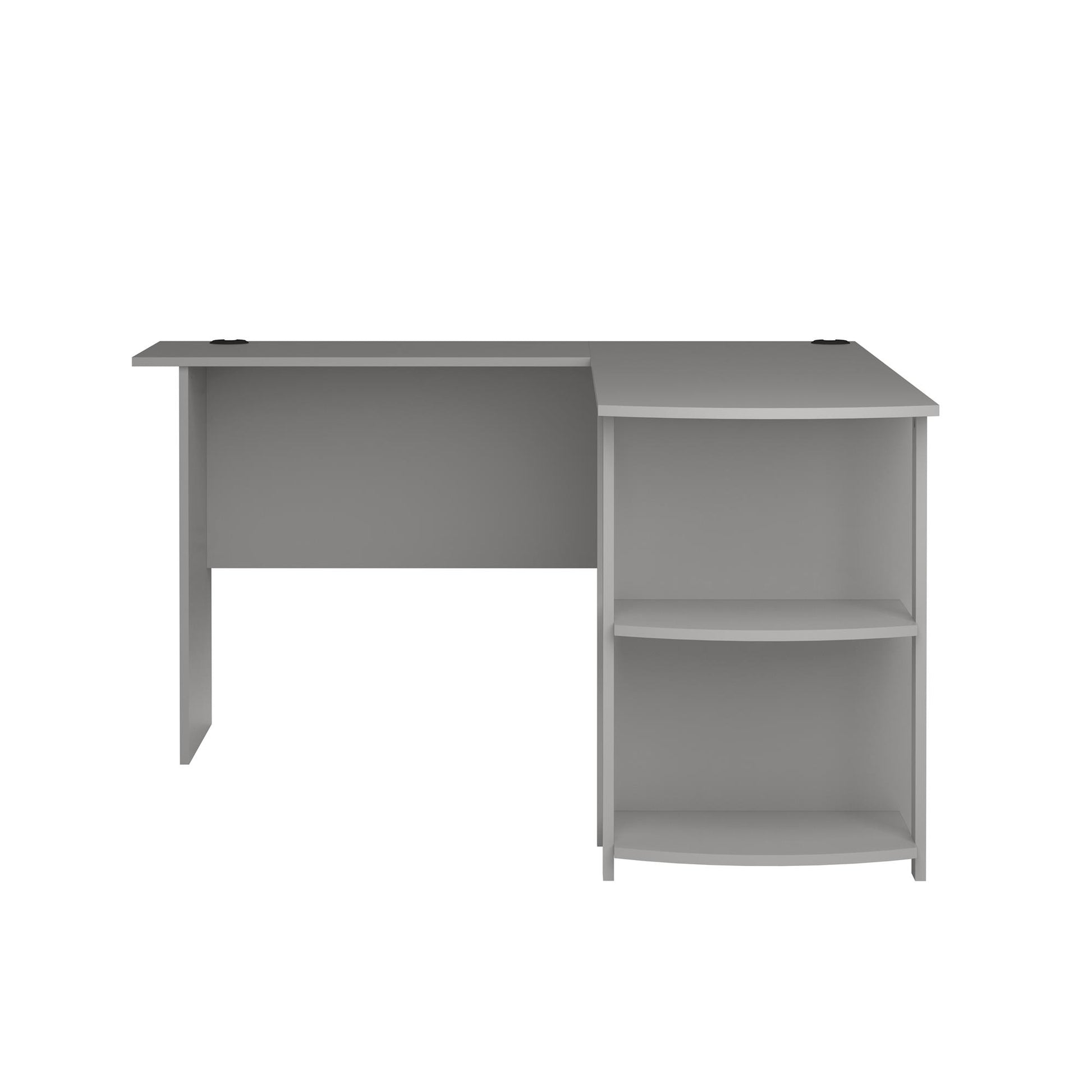 Dakota Computer L Desk with Side Bookshelf and Large Worksurface - Dove Gray