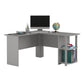 Dakota Computer L Desk with Side Bookshelf and Large Worksurface - Dove Gray