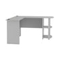 Dakota Computer L Desk with Side Bookshelf and Large Worksurface - Dove Gray