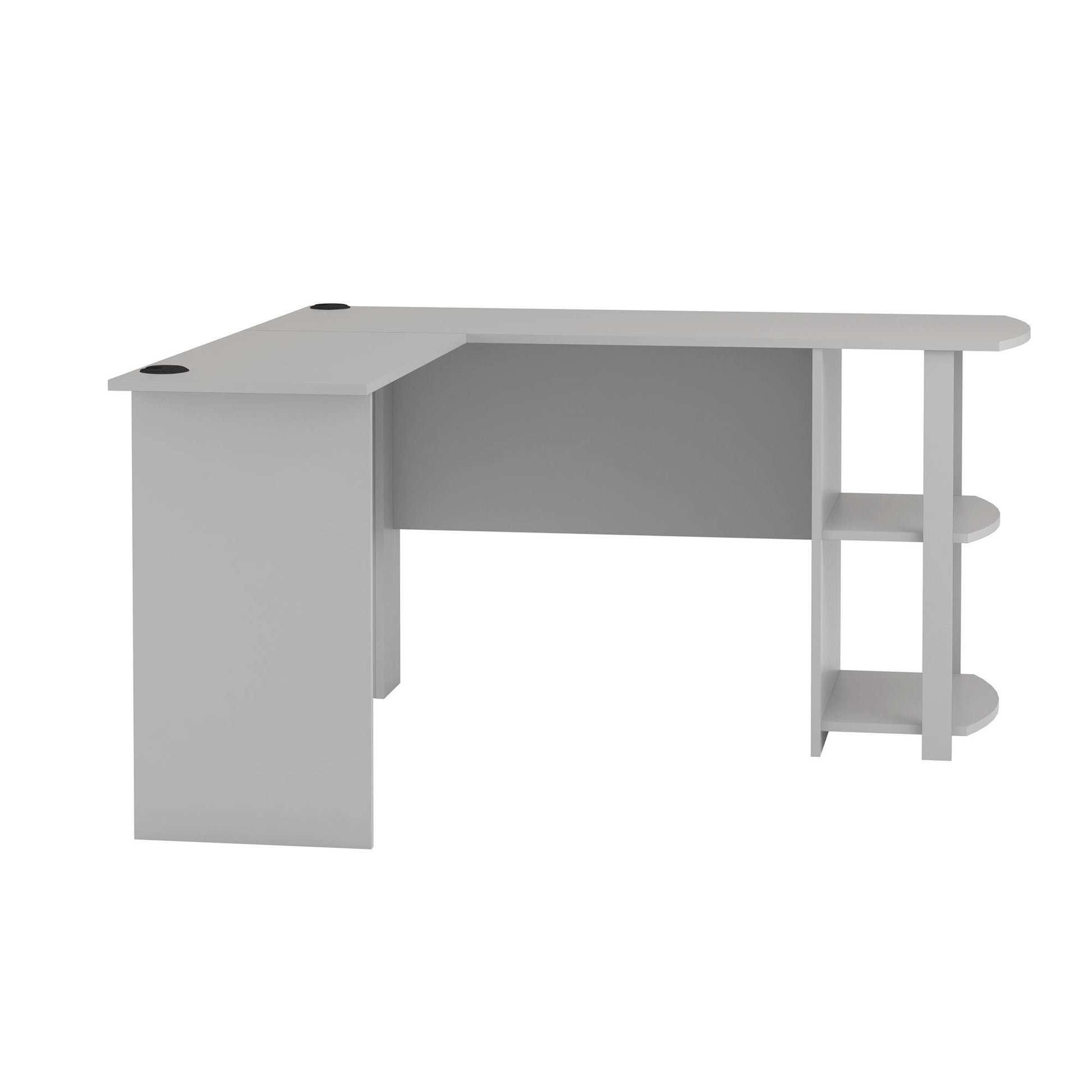Dakota Computer L Desk with Side Bookshelf and Large Worksurface - Dove Gray
