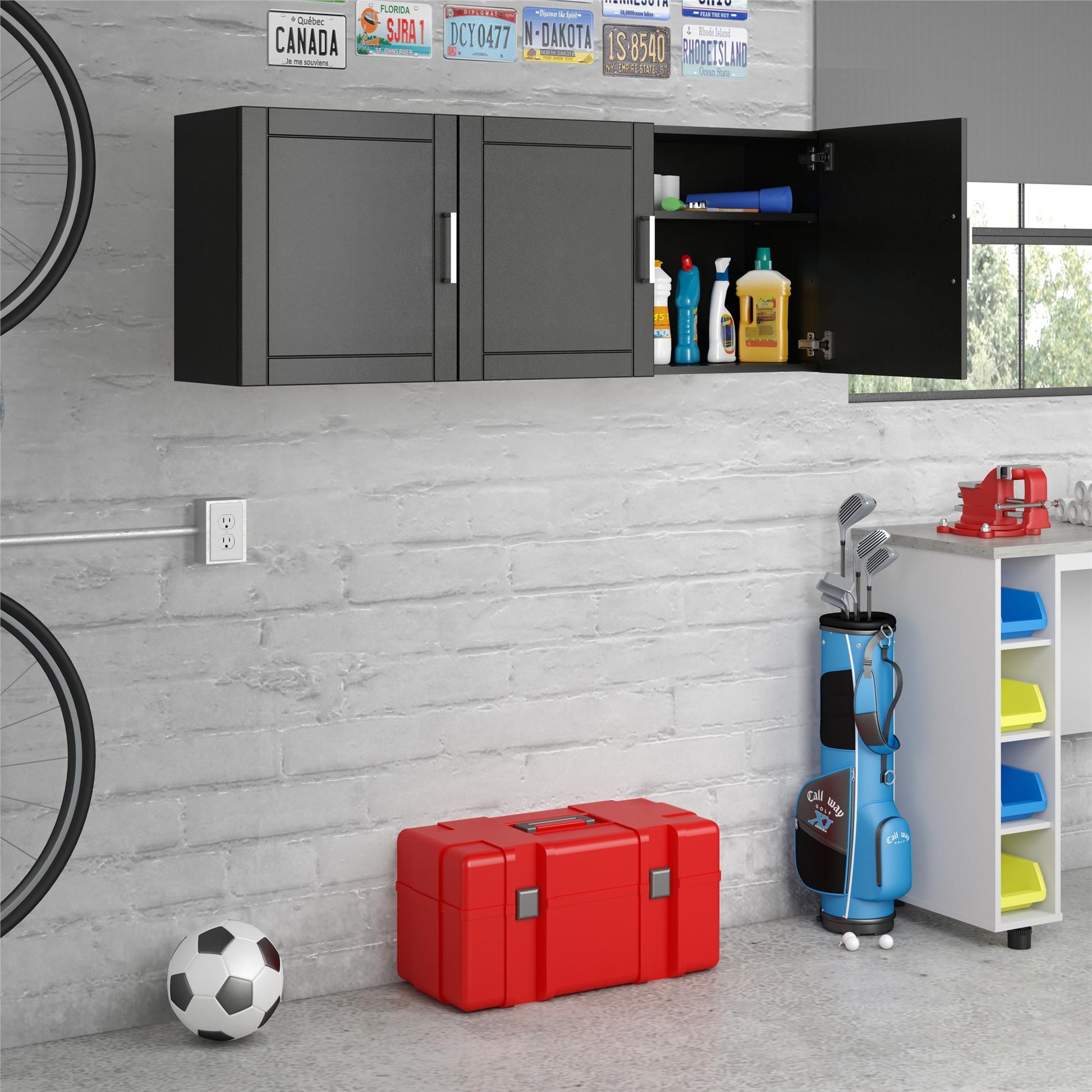 Callahan 54 Inch Multipurpose Utility Wall Cabinet  - Black