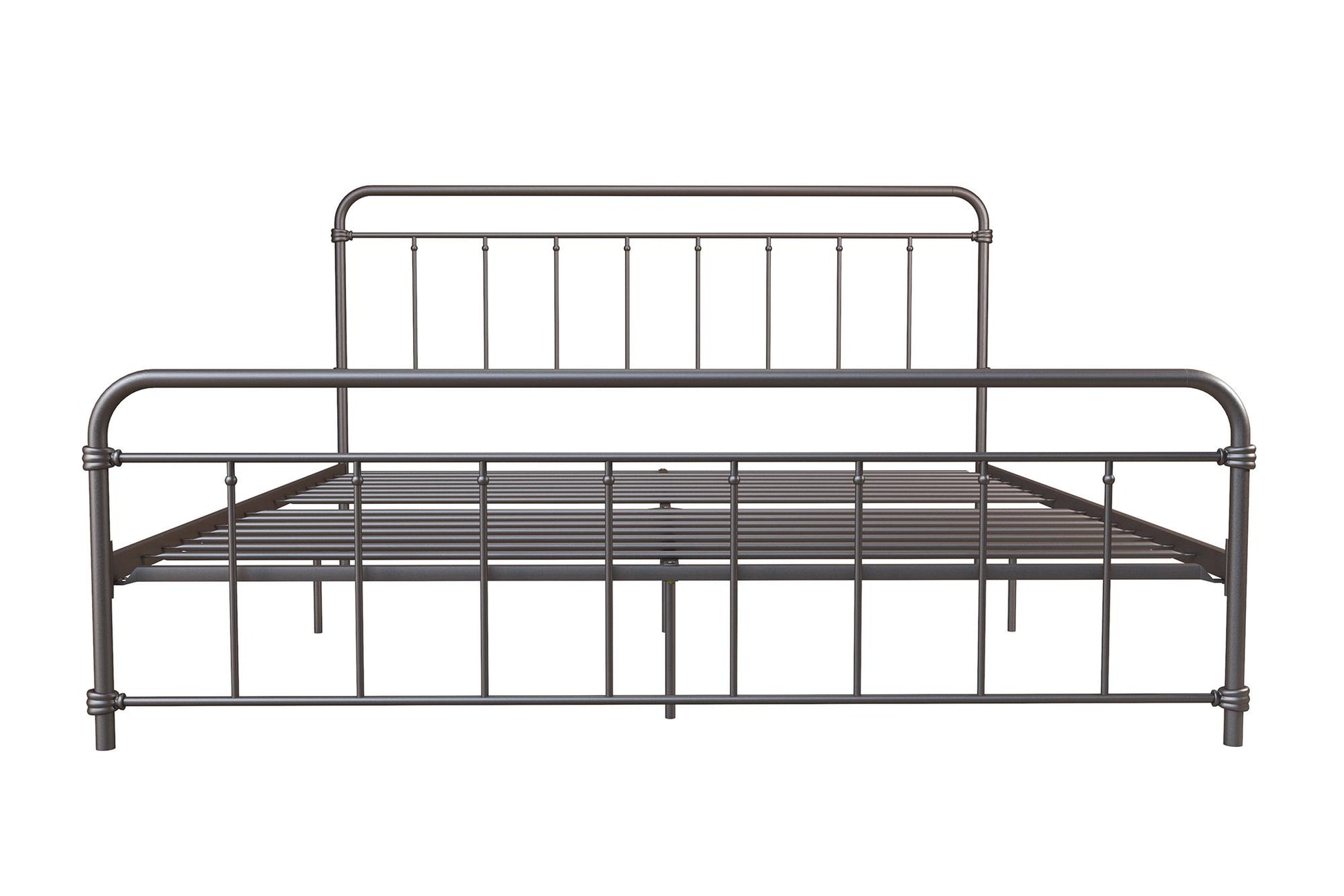 Wallace Spindle Metal Bed with Elegant Curves and Slats - Bronze - King