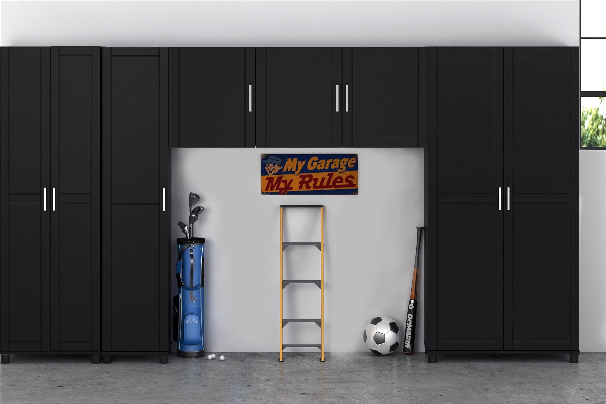 Callahan 54 Inch Multipurpose Utility Wall Cabinet  - Black