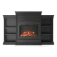 Lamont Mantel Fireplace with Side Shelves and 26 Inch Fireplace Insert - Black