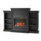 Lamont Mantel Fireplace with Side Shelves and 26 Inch Fireplace Insert - Black