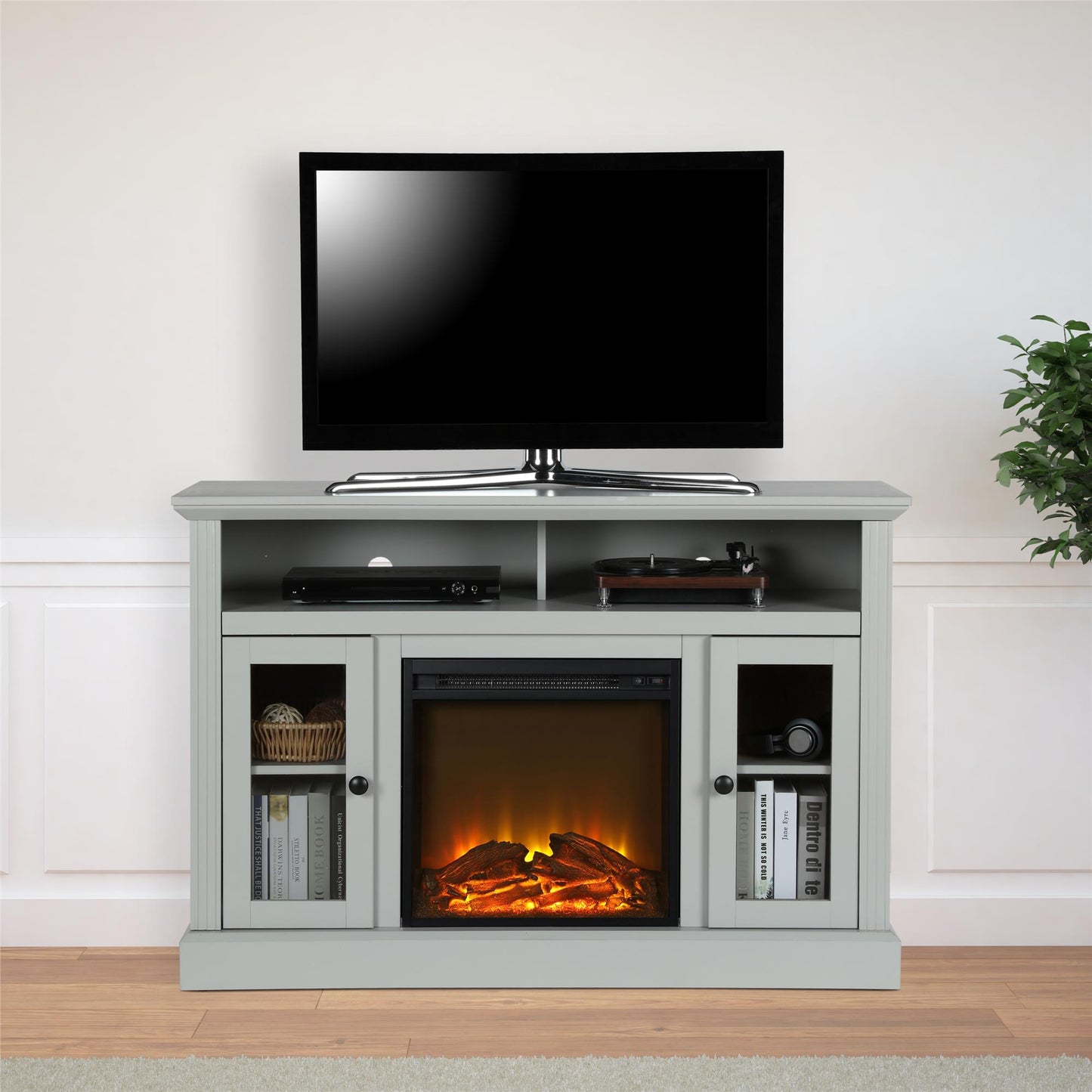 Chicago Electric Fireplace TV Console for TVs up to 50 Inch - Black Oak