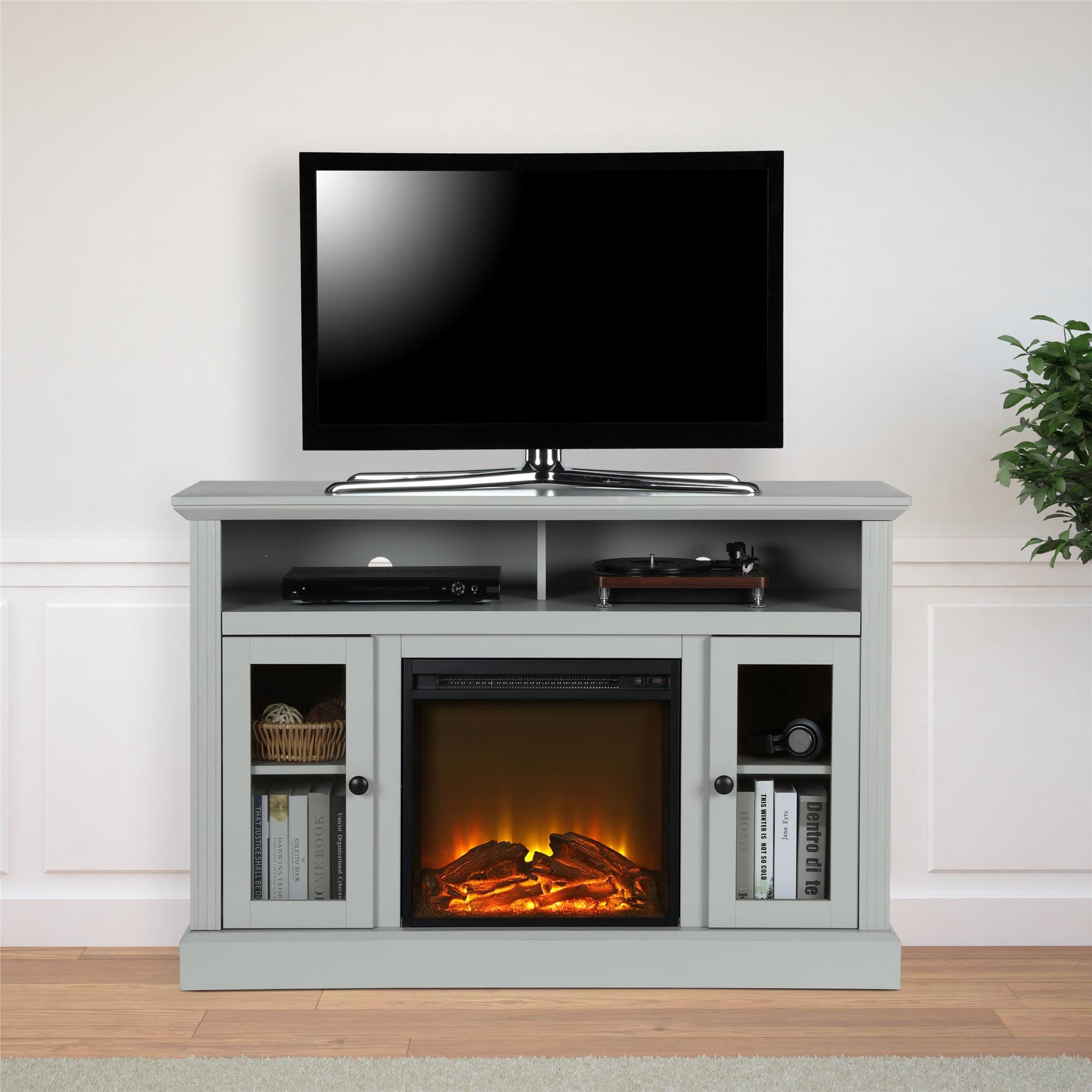 Chicago Electric Fireplace TV Console for TVs up to 50 Inch - Black Oak