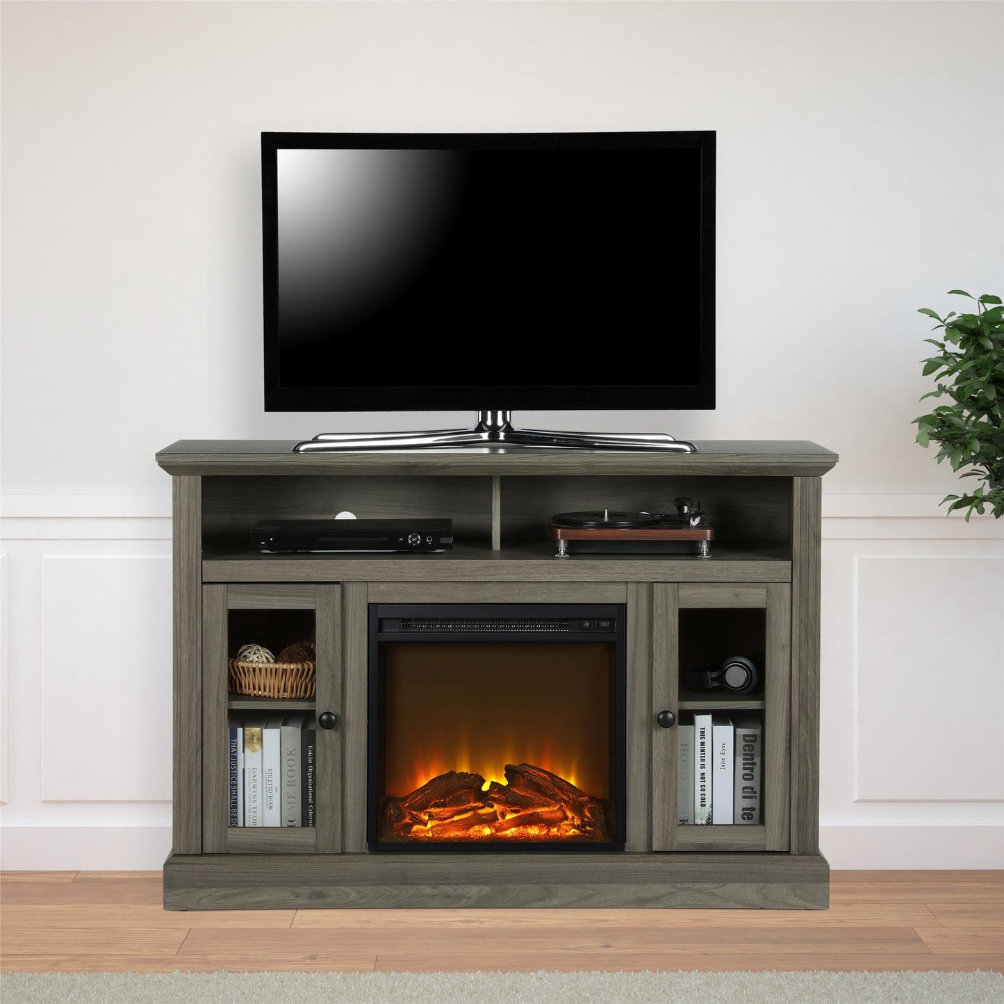 Chicago Electric Fireplace TV Console for TVs up to 50 Inch - Black Oak
