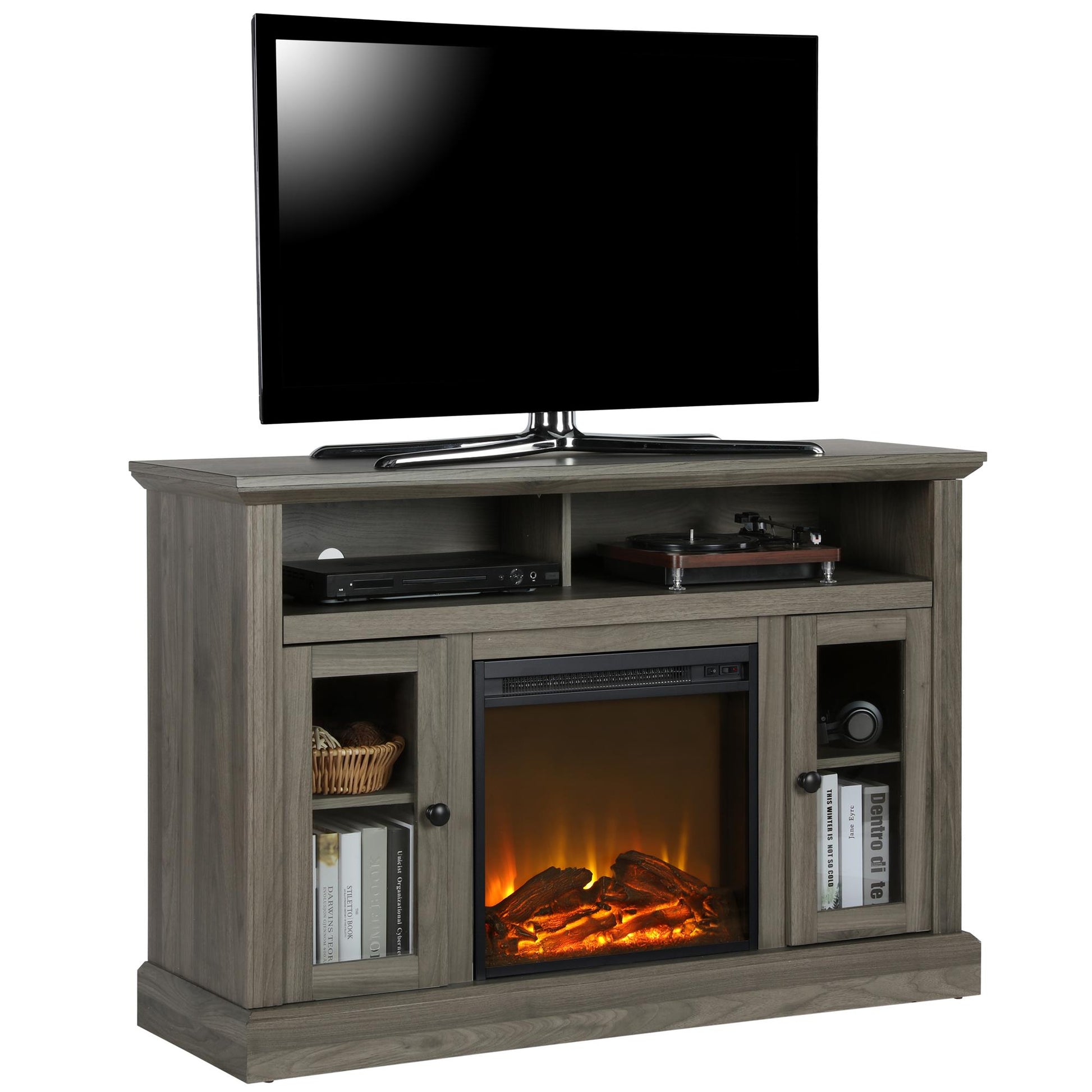 Chicago Electric Fireplace TV Console for TVs up to 50 Inch - Medium Brown