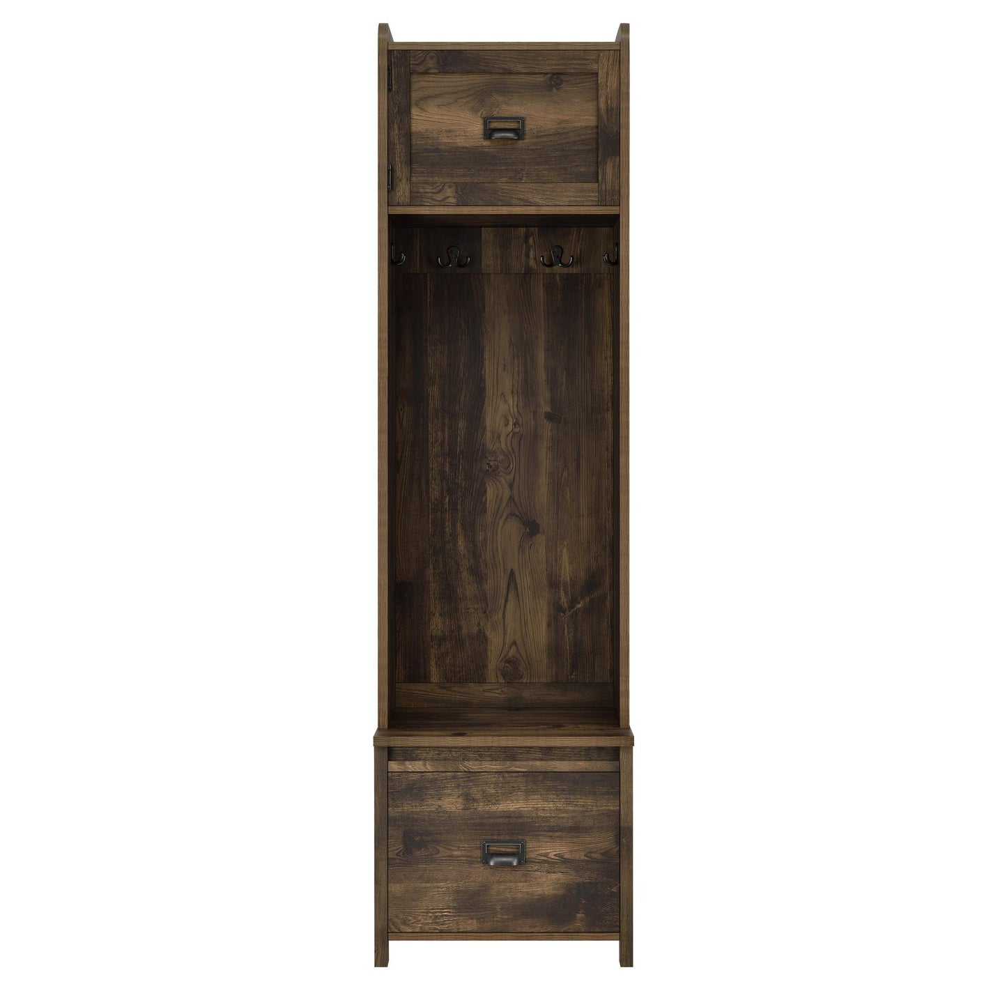 Farmington Rustic Farmhouse Entryway Hall Tree with Storage Bench - Rustic