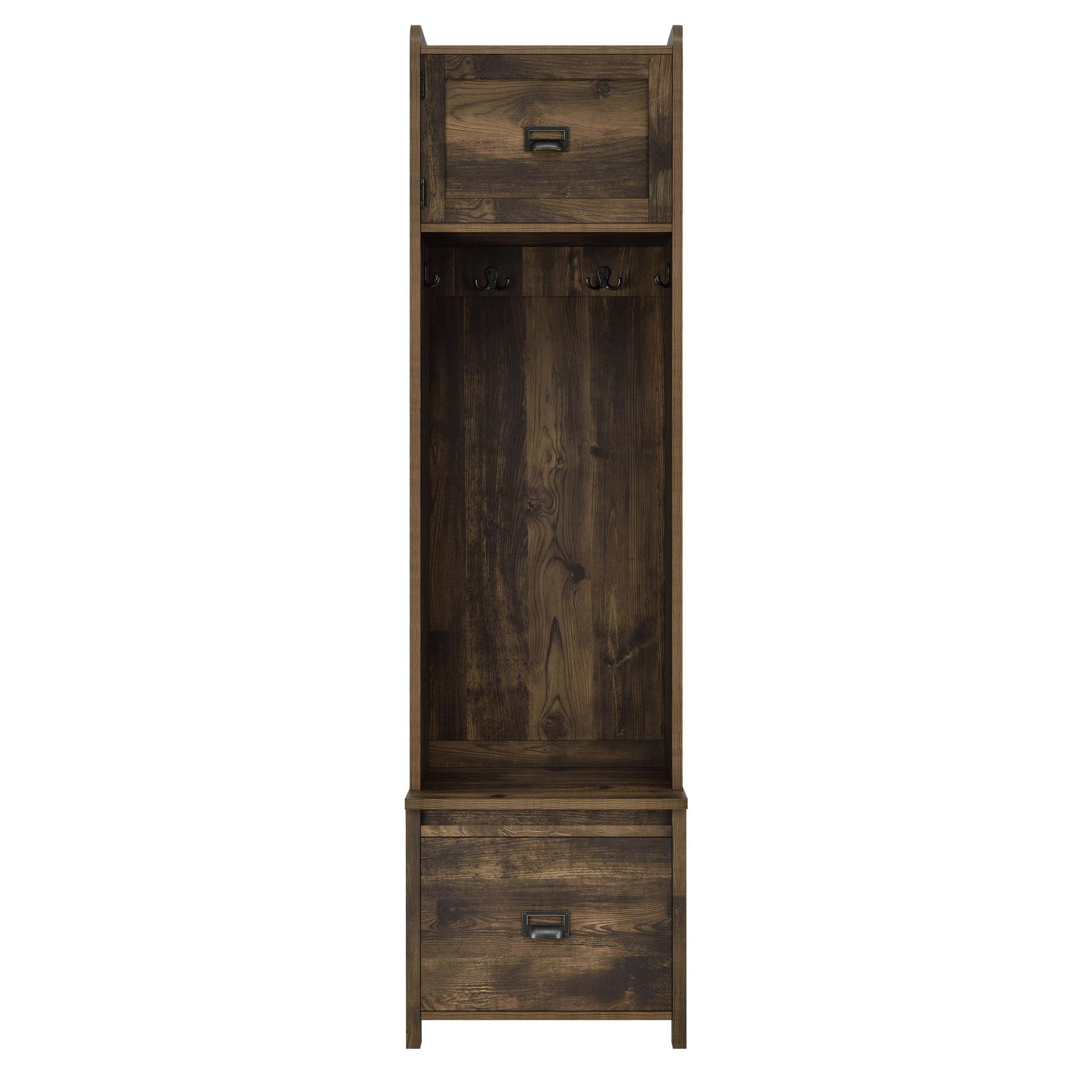Farmington Rustic Farmhouse Entryway Hall Tree with Storage Bench - Rustic