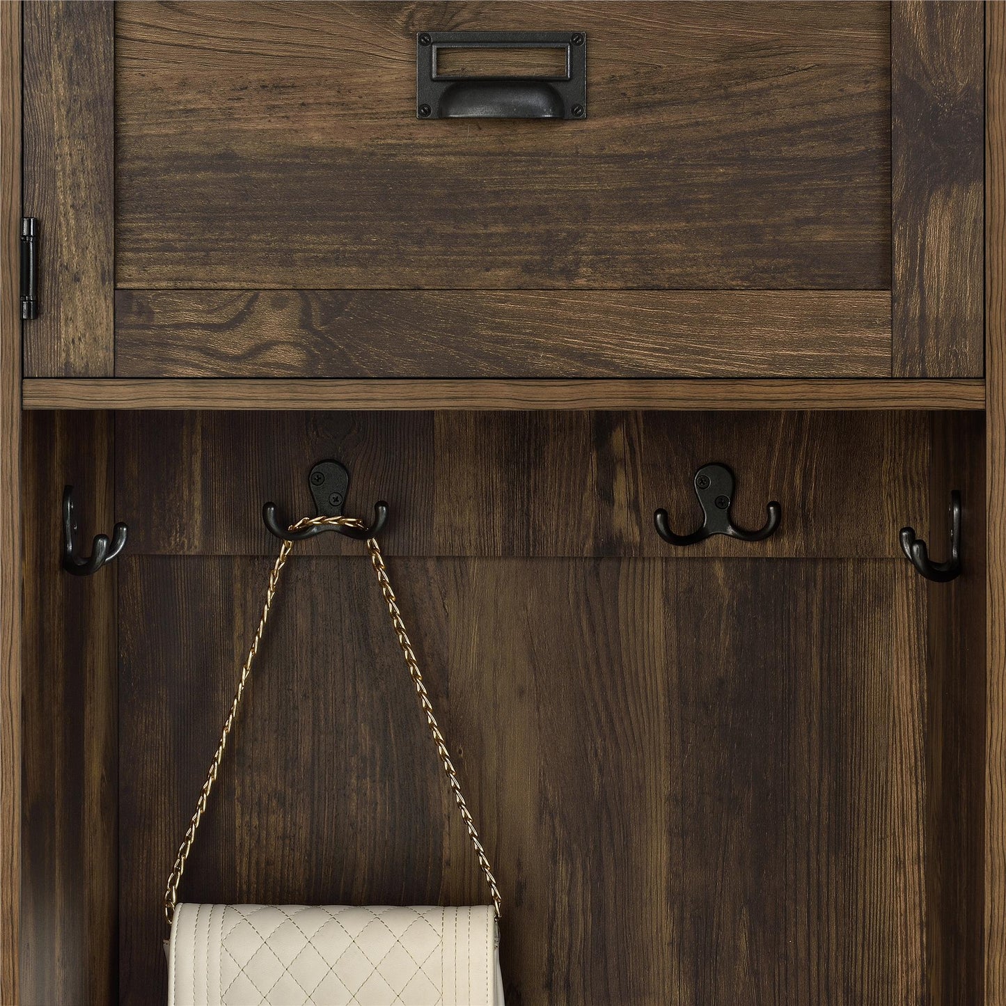 Farmington Rustic Farmhouse Entryway Hall Tree with Storage Bench - Rustic