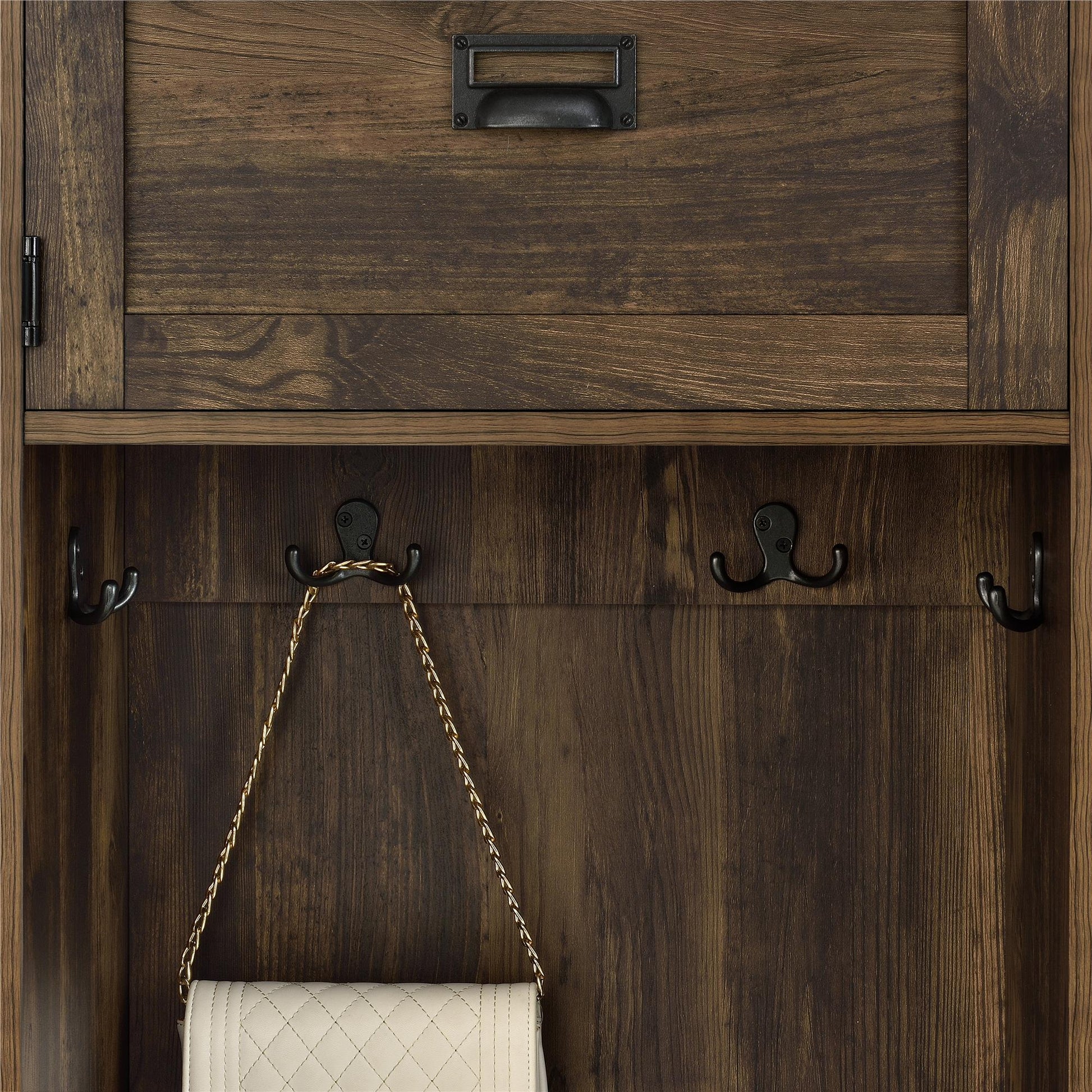 Farmington Rustic Farmhouse Entryway Hall Tree with Storage Bench - Rustic