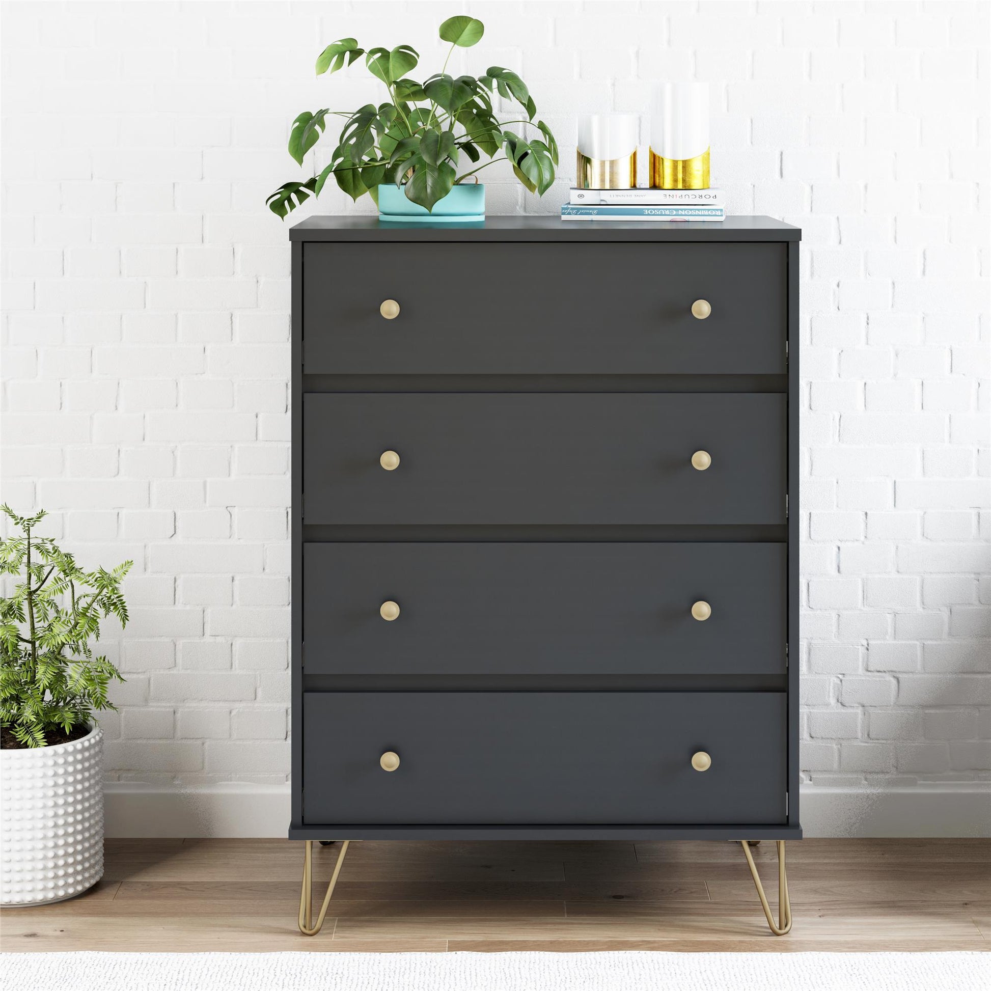 Owen 4 Drawer Dresser, Black - Black