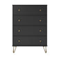 Owen 4 Drawer Dresser, Black - Black