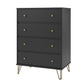 Owen 4 Drawer Dresser, Black - Black