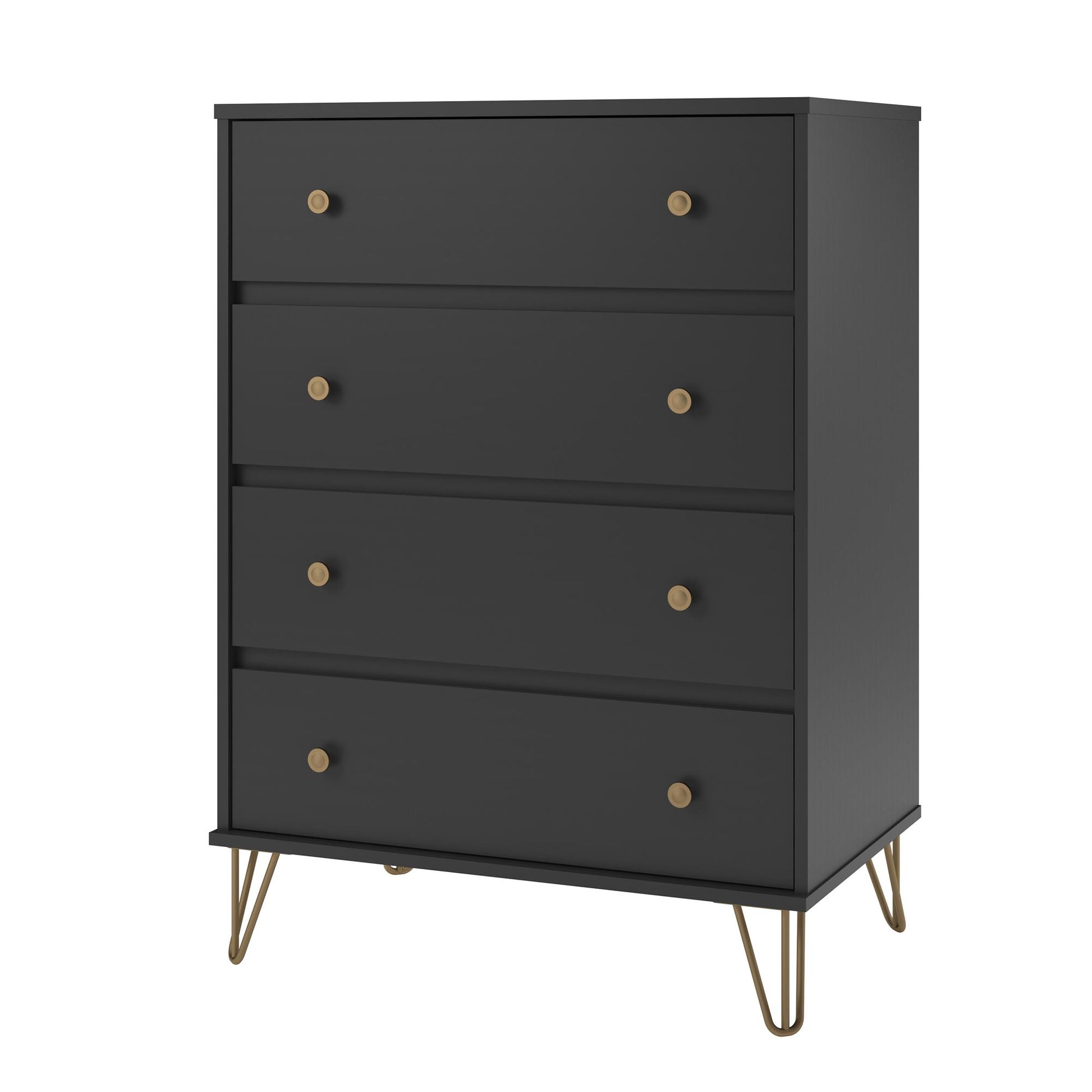 Owen 4 Drawer Dresser, Black - Black