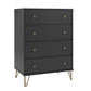 Owen 4 Drawer Dresser, Black - Black