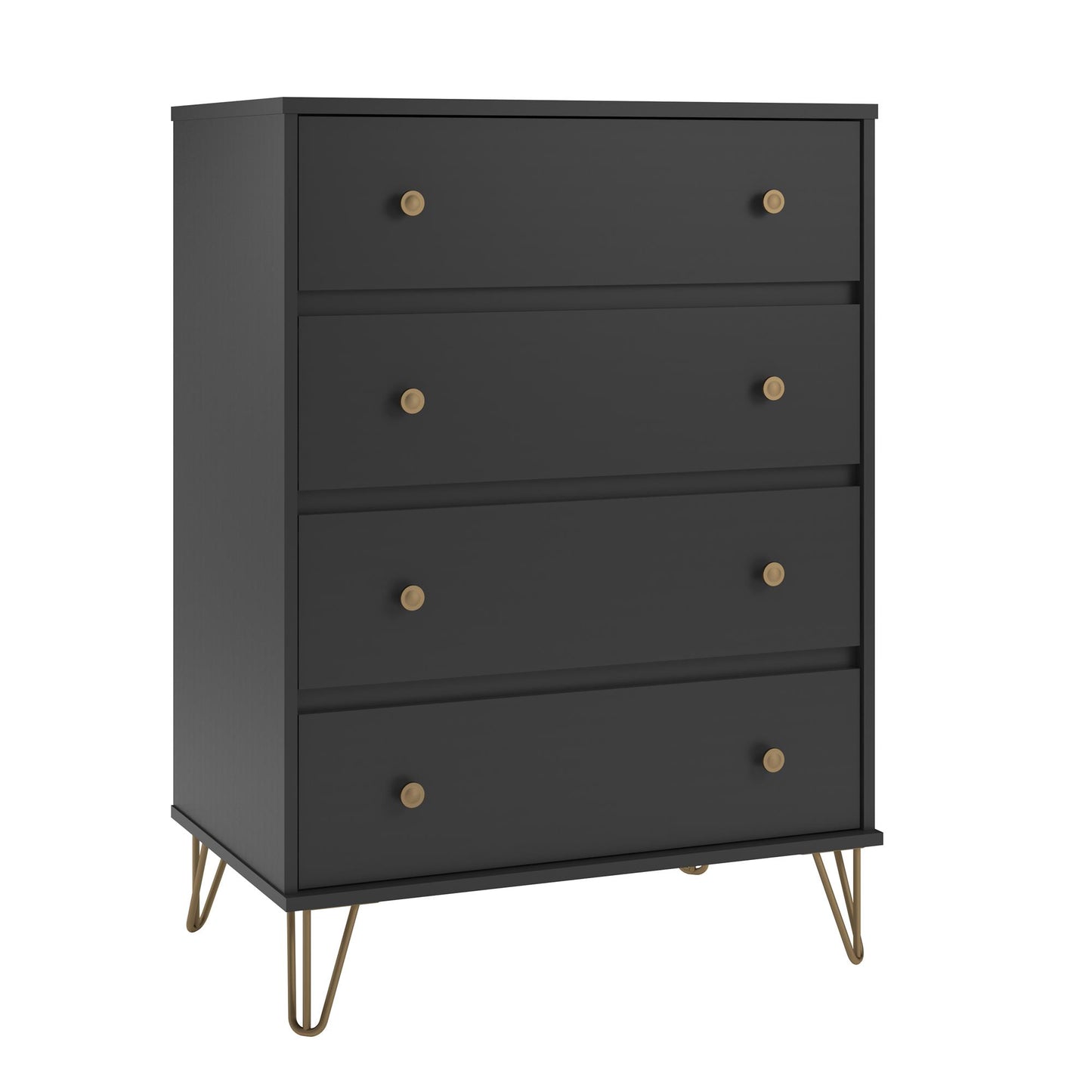 Owen 4 Drawer Dresser, Black - Black