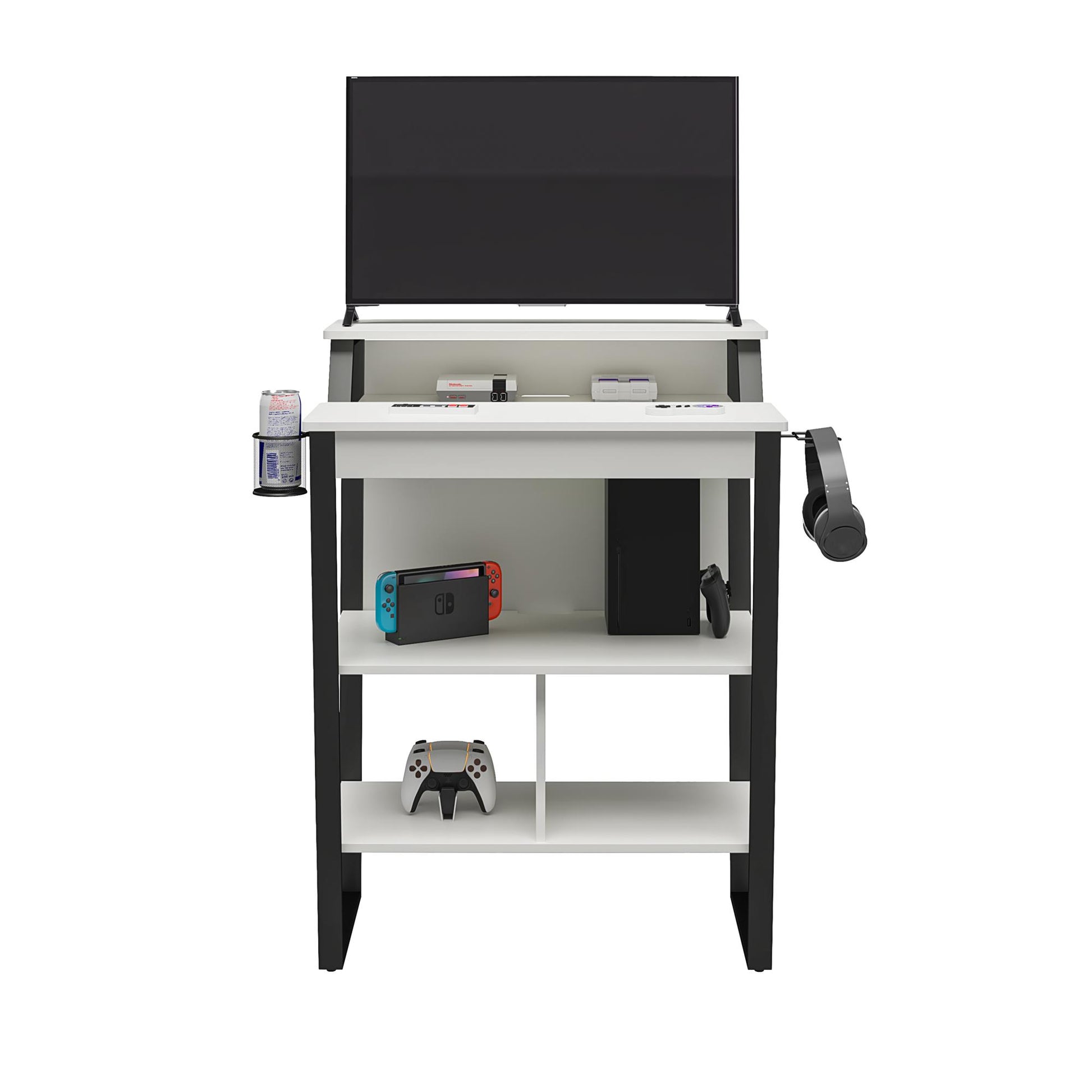 Genesis Standing Gaming Desk Arcade Stand - White