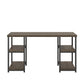 Ashlar Desk with Open Storage Shelves and Metal Legs - Weathered Oak
