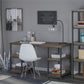 Ashlar Desk with Open Storage Shelves and Metal Legs - Weathered Oak