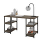 Ashlar Desk with Open Storage Shelves and Metal Legs - Weathered Oak