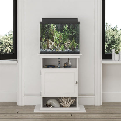 10/20 Gallon Aquarium Stand with Open and Concealed Storage - Ivory Oak