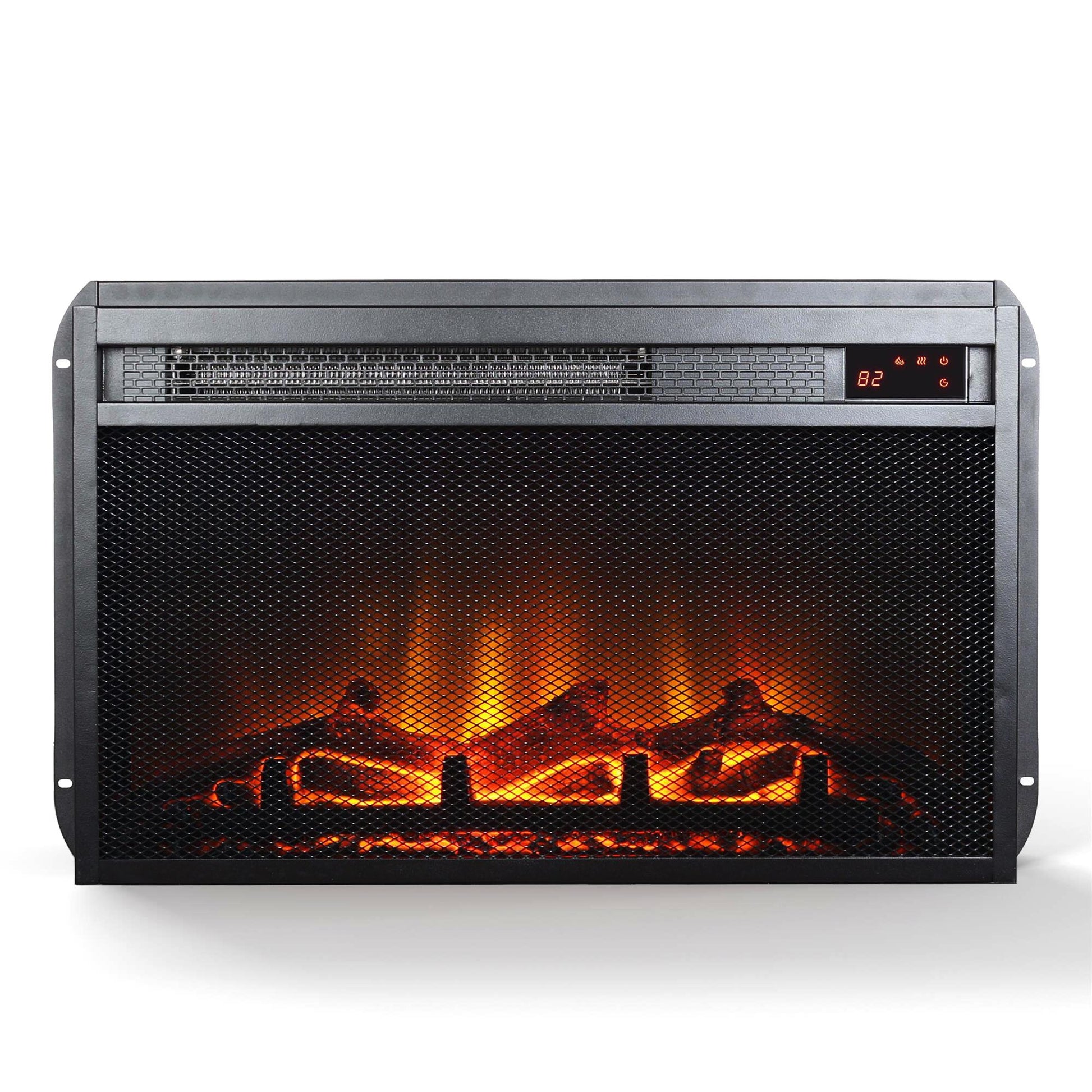 Electric Fireplace Insert with Mesh Front 23 Inch x 14 Inch - Black