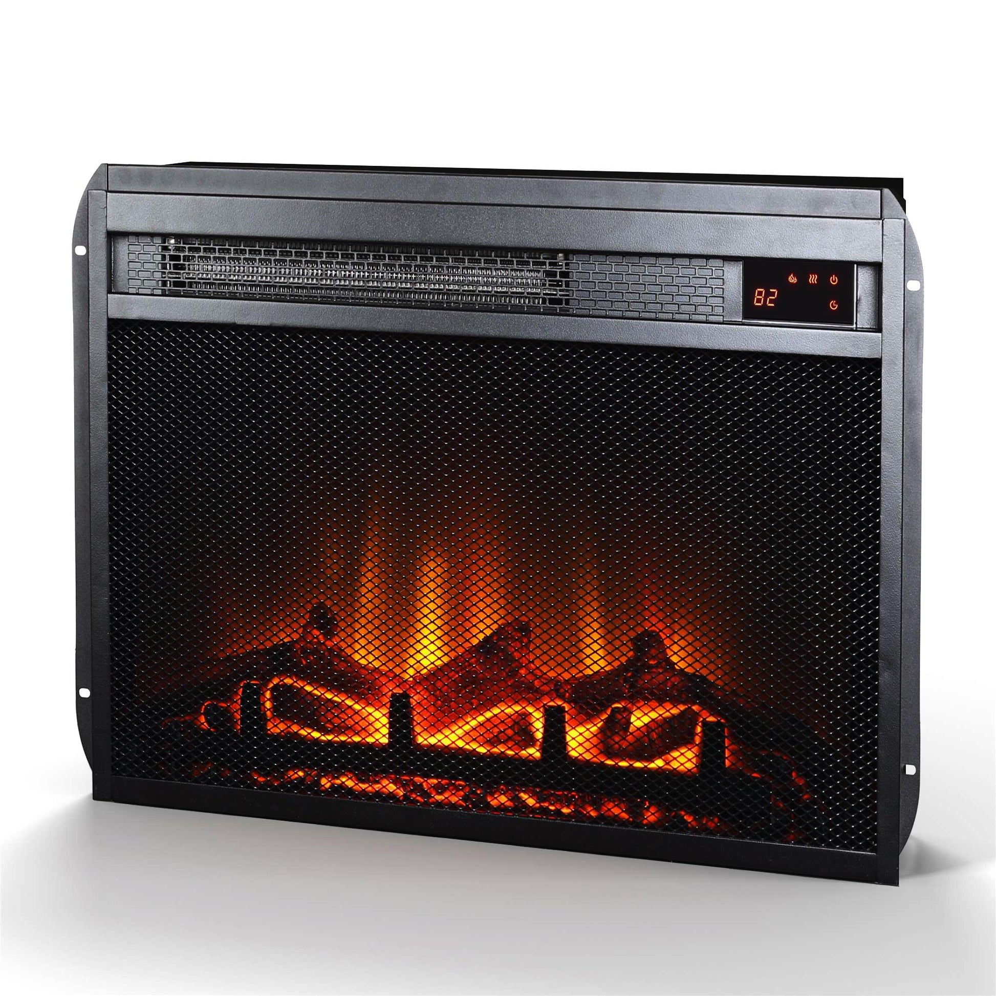 Electric Fireplace Insert with Mesh Front 23 Inch x 14 Inch - Black
