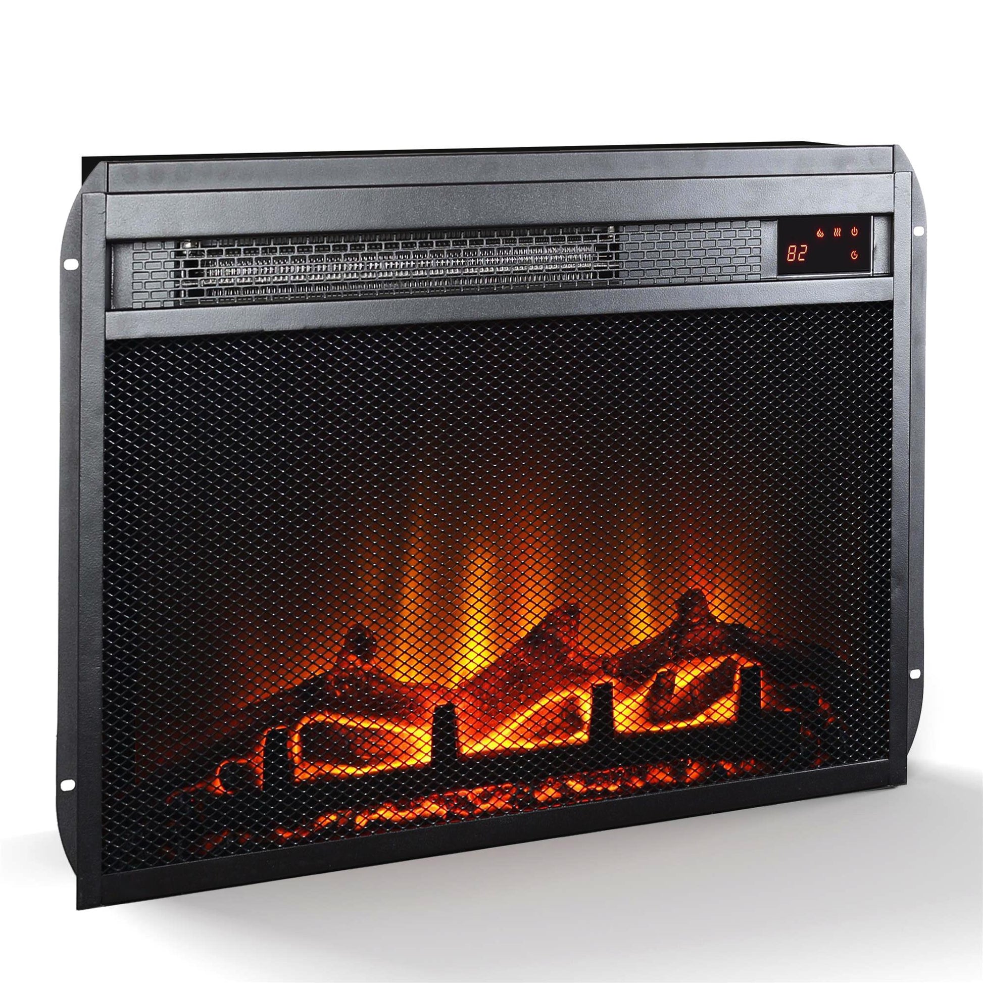 Electric Fireplace Insert with Mesh Front 23 Inch x 14 Inch - Black