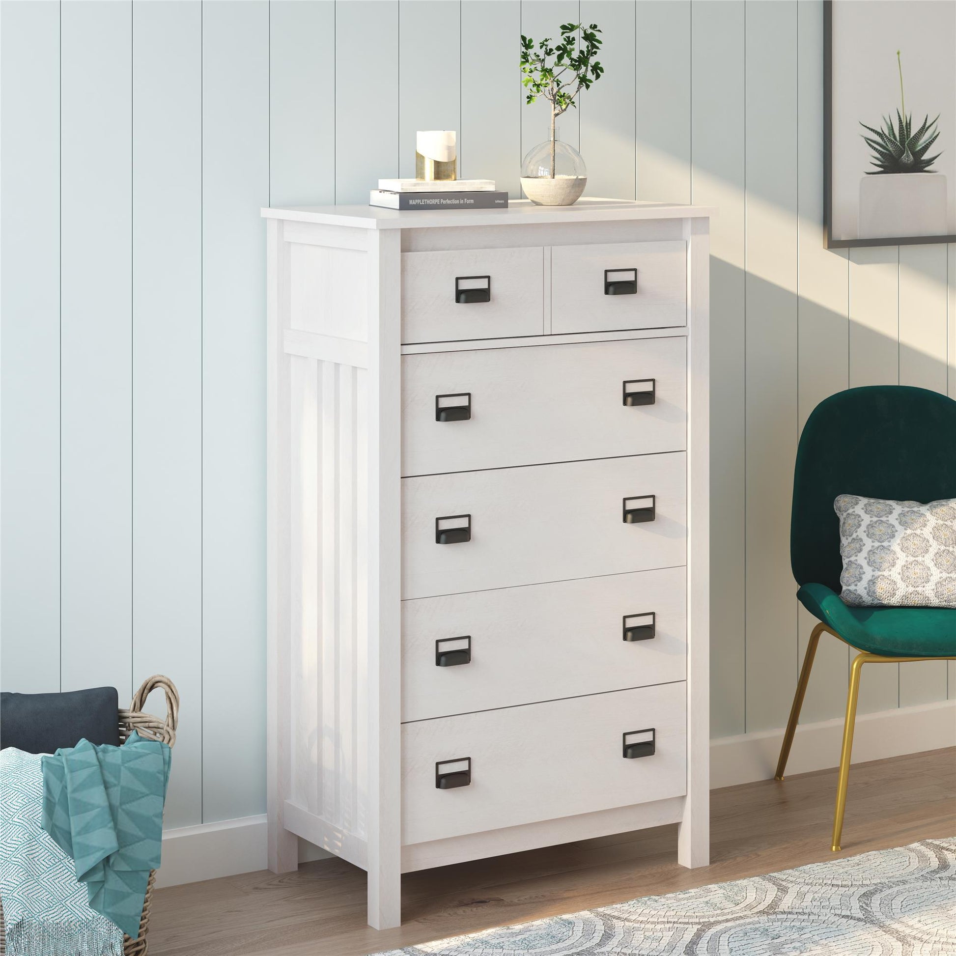 Adams 5 Drawer Dresser, Ivory Oak - Ivory Oak