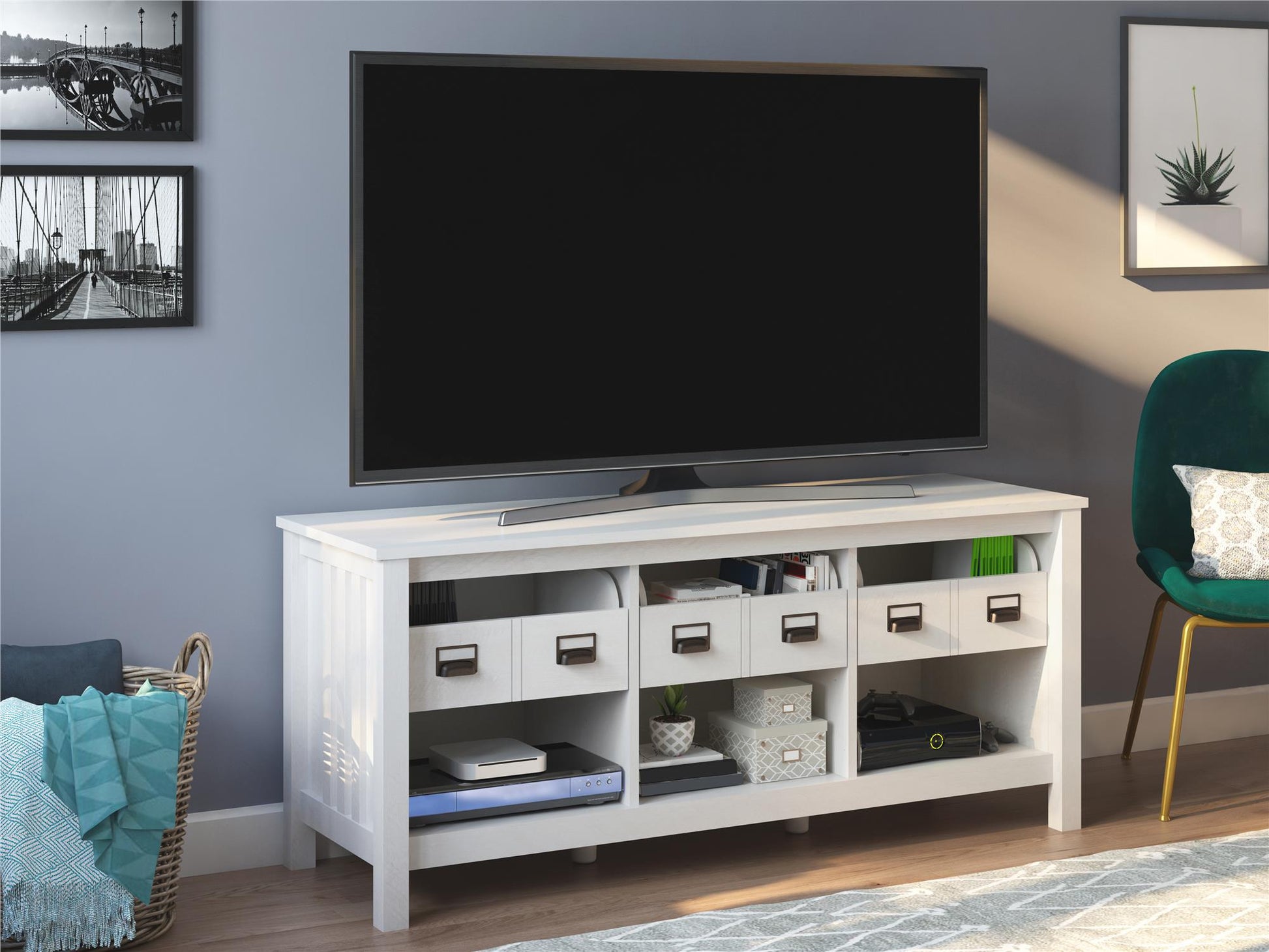 Adams TV Stand for TVs up to 64", Ivory Oak - Ivory Oak