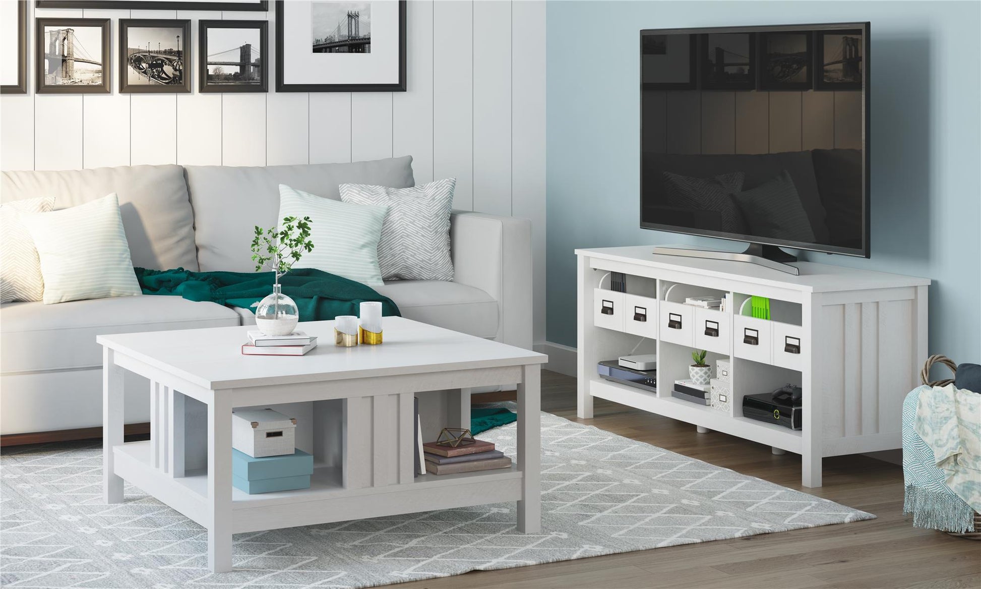 Adams TV Stand for TVs up to 64", Ivory Oak - Ivory Oak