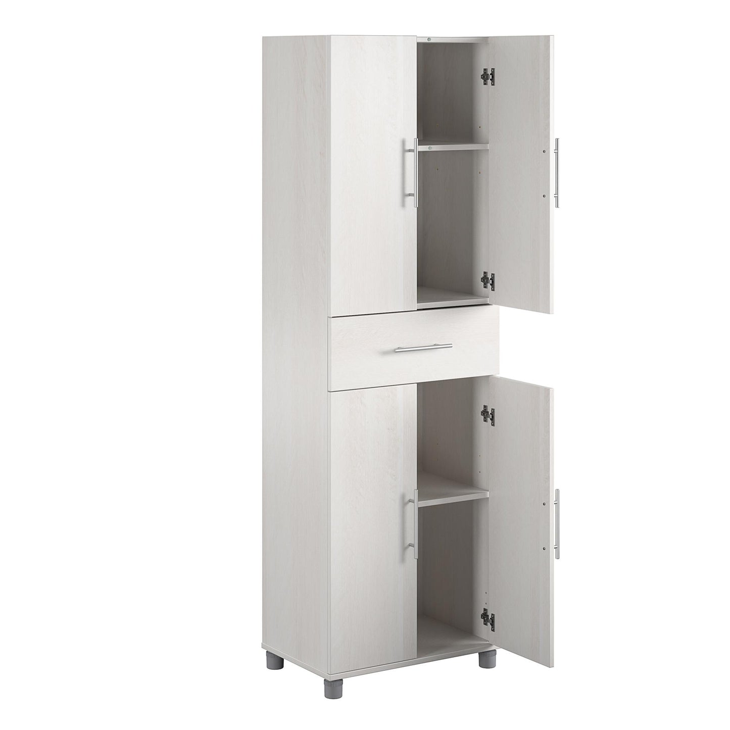 Camberly 4 Door/1 Drawer Storage Cabinet, Ivory Oak - Ivory Oak