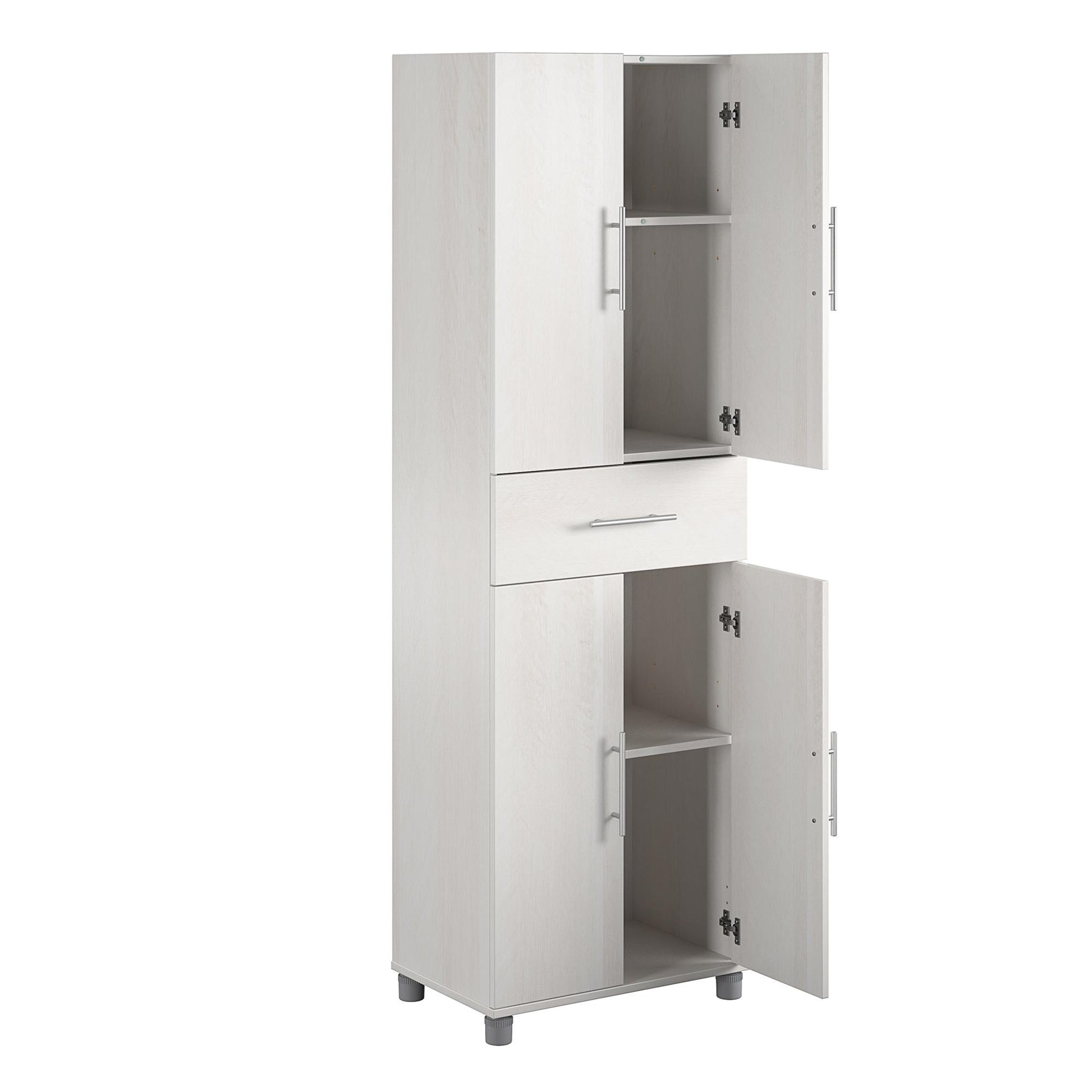 Camberly 4 Door/1 Drawer Storage Cabinet, Ivory Oak - Ivory Oak