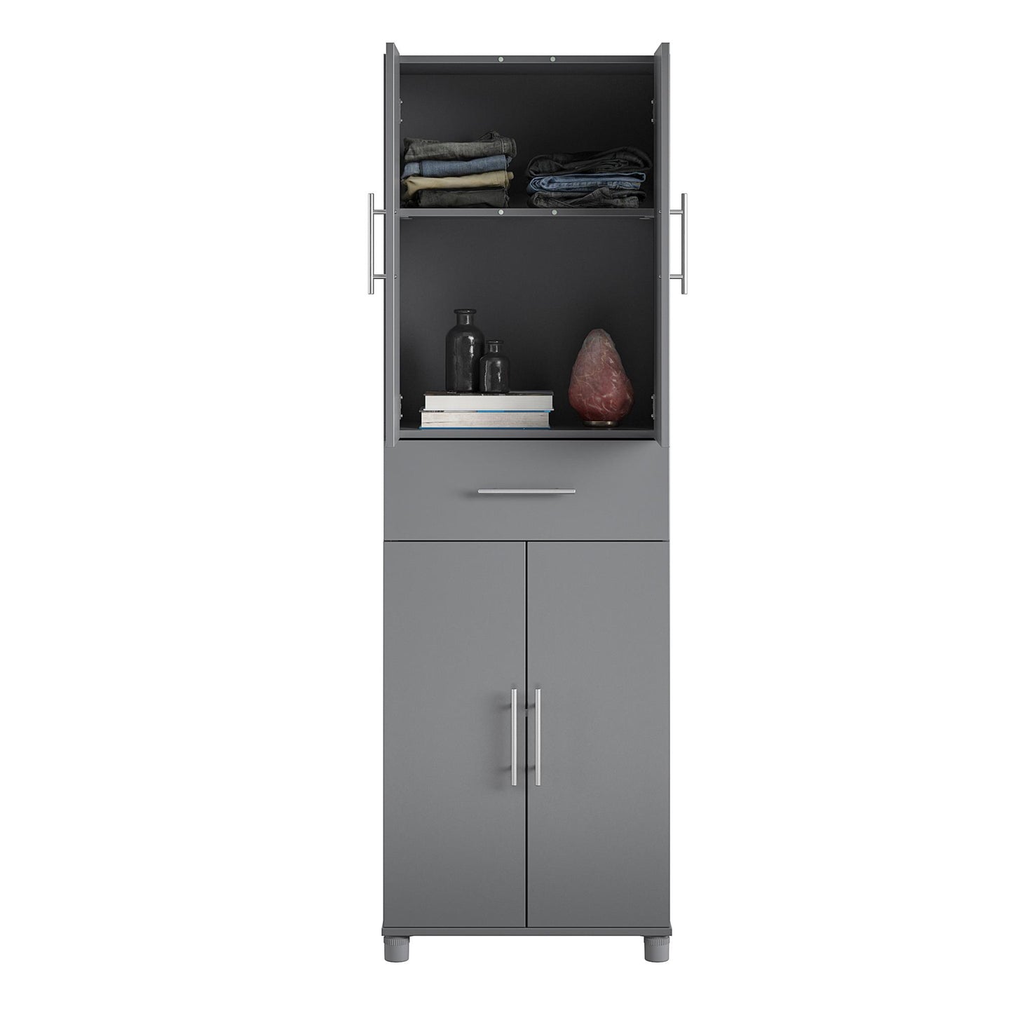 Camberly 4 Door/1 Drawer Storage Cabinet - Graphite Grey