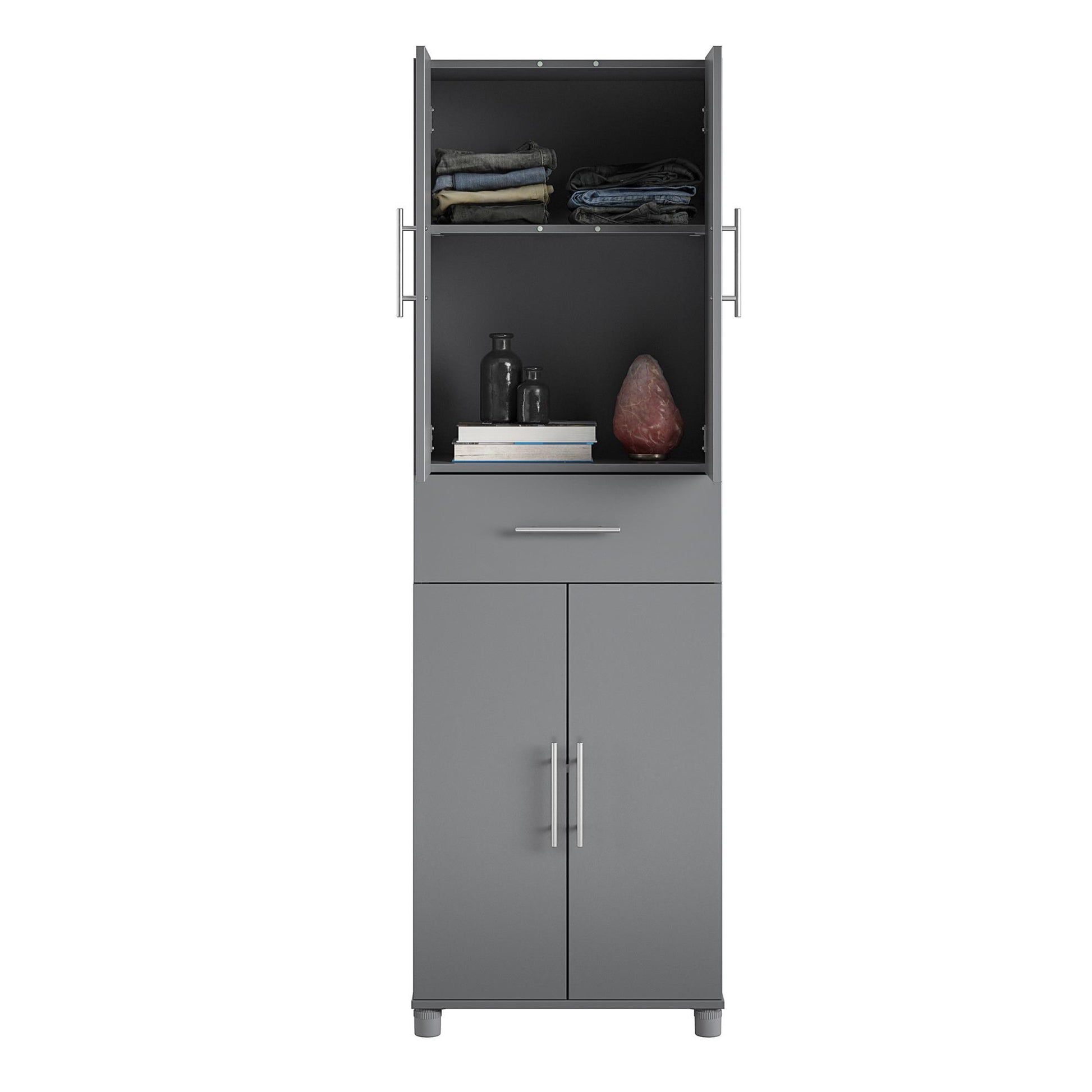 Camberly 4 Door/1 Drawer Storage Cabinet - Graphite Grey