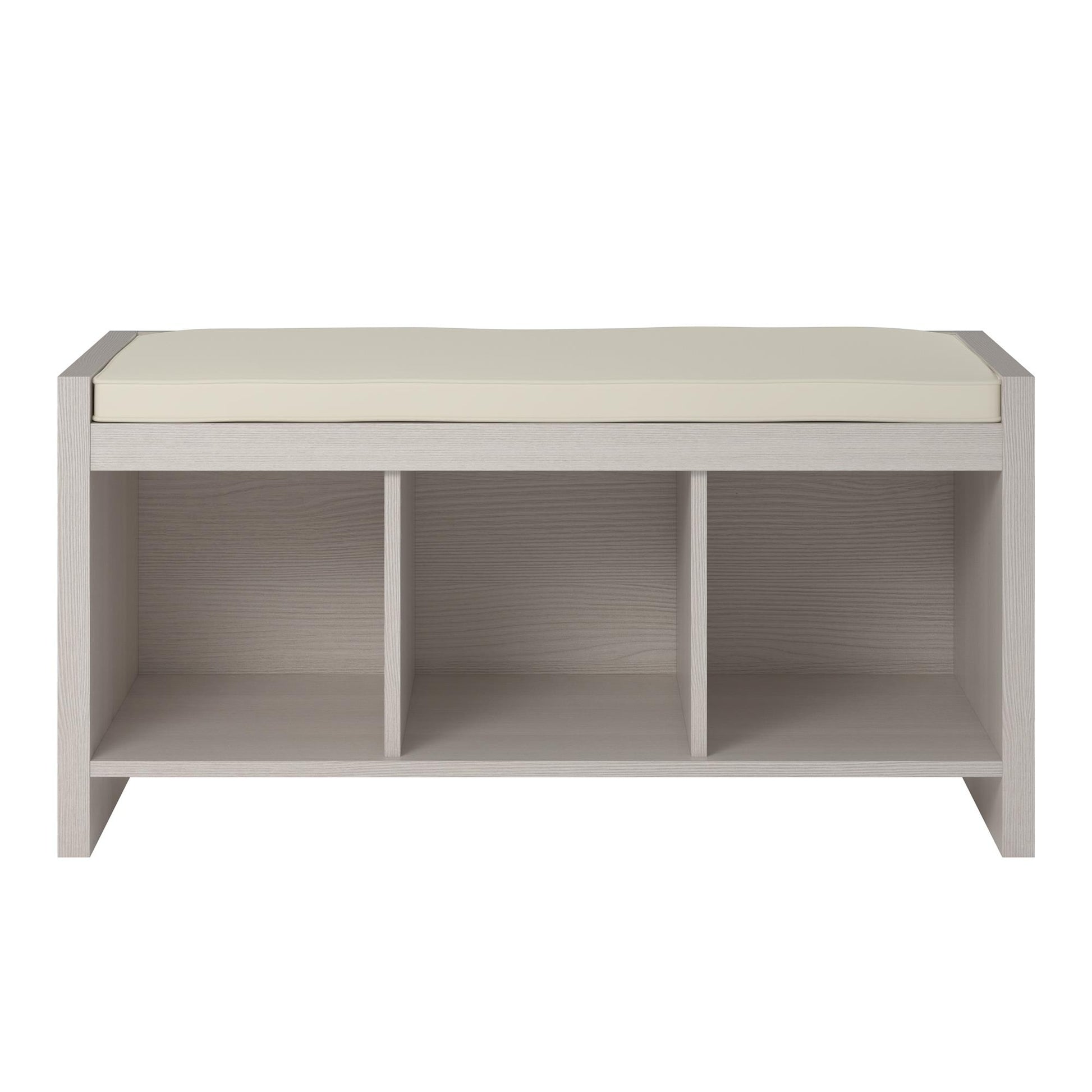 Penelope Entryway Storage Bench with Cushion and Cubbies - Ivory Pine