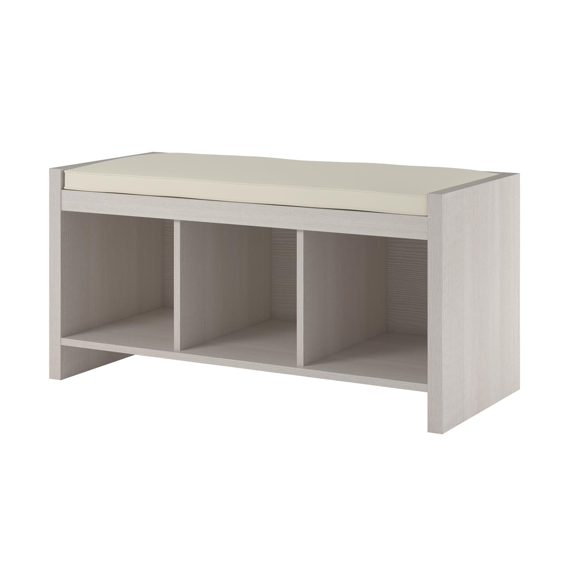 Penelope Entryway Storage Bench with Cushion and Cubbies - Ivory Pine