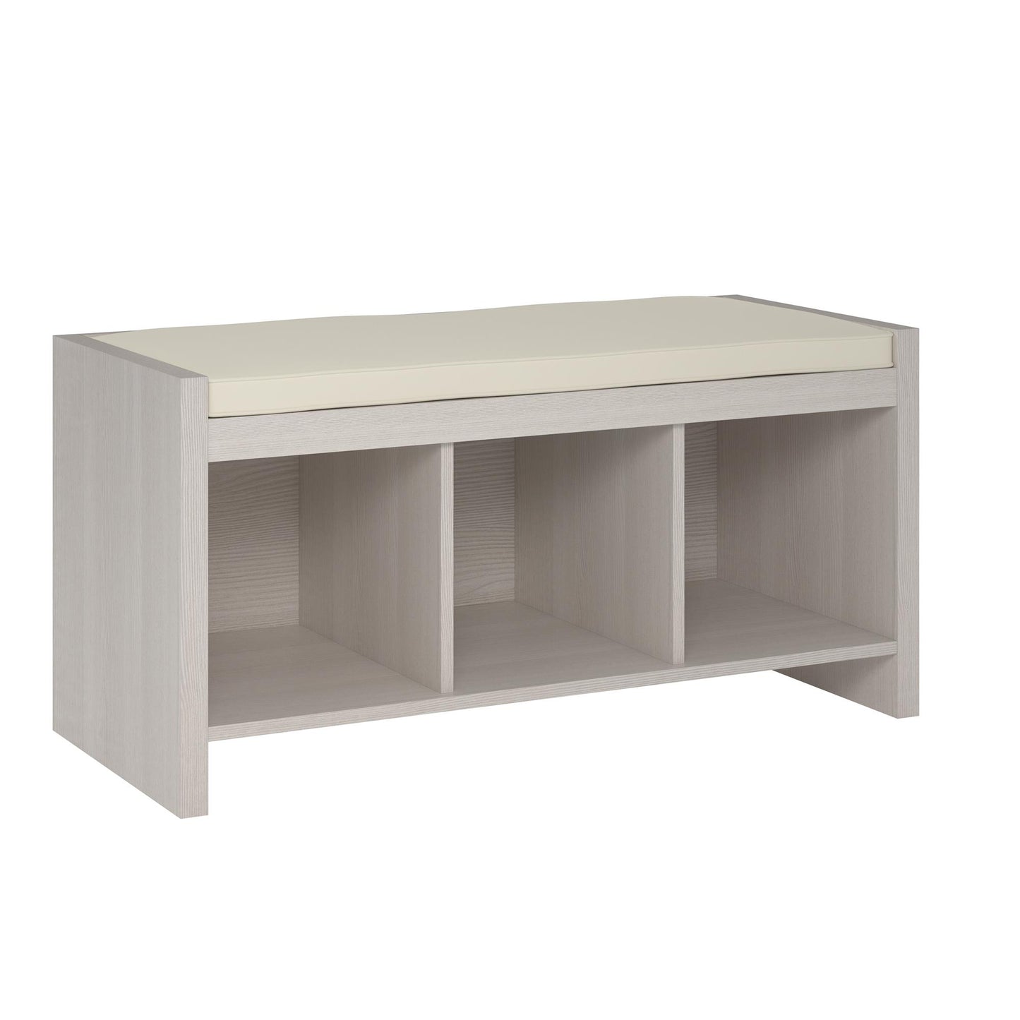 Penelope Entryway Storage Bench with Cushion and Cubbies - Ivory Pine