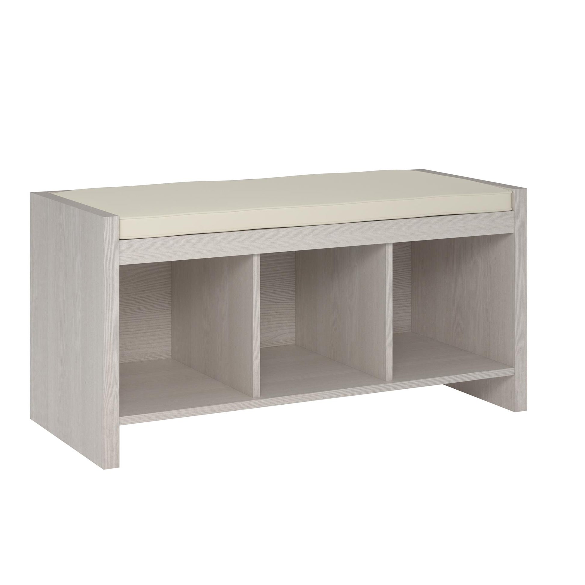 Penelope Entryway Storage Bench with Cushion and Cubbies - Ivory Pine