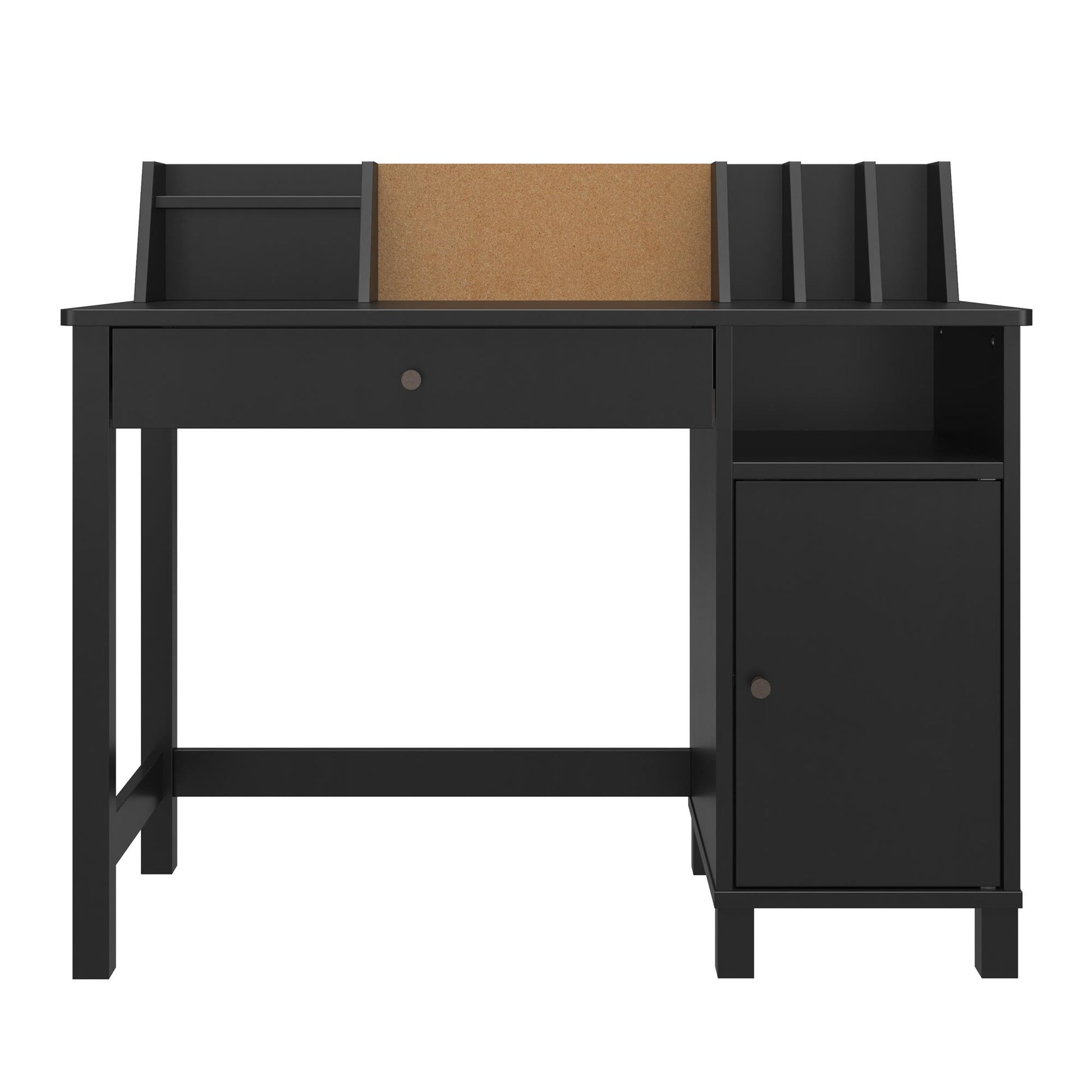 Abigail Kids Desk with Divided Storage Hutch and Chair - Black